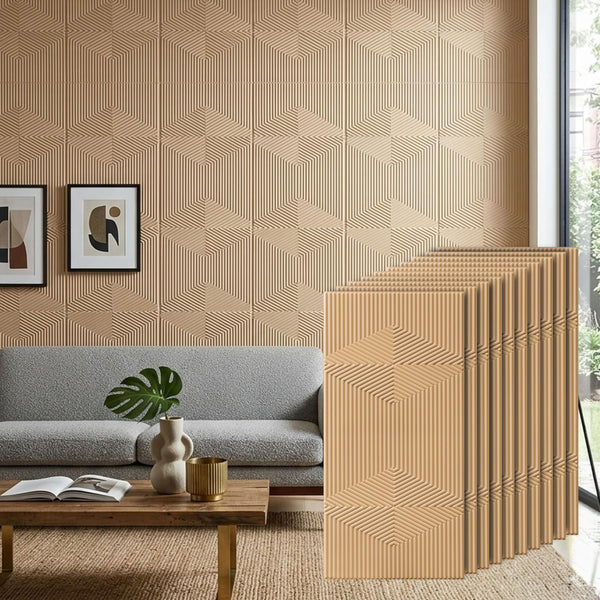 3D Peel and Stick Wall Panels - Soft-Touch Matte Finish, 1.6 ft X 3.4 ft - Moccasin
