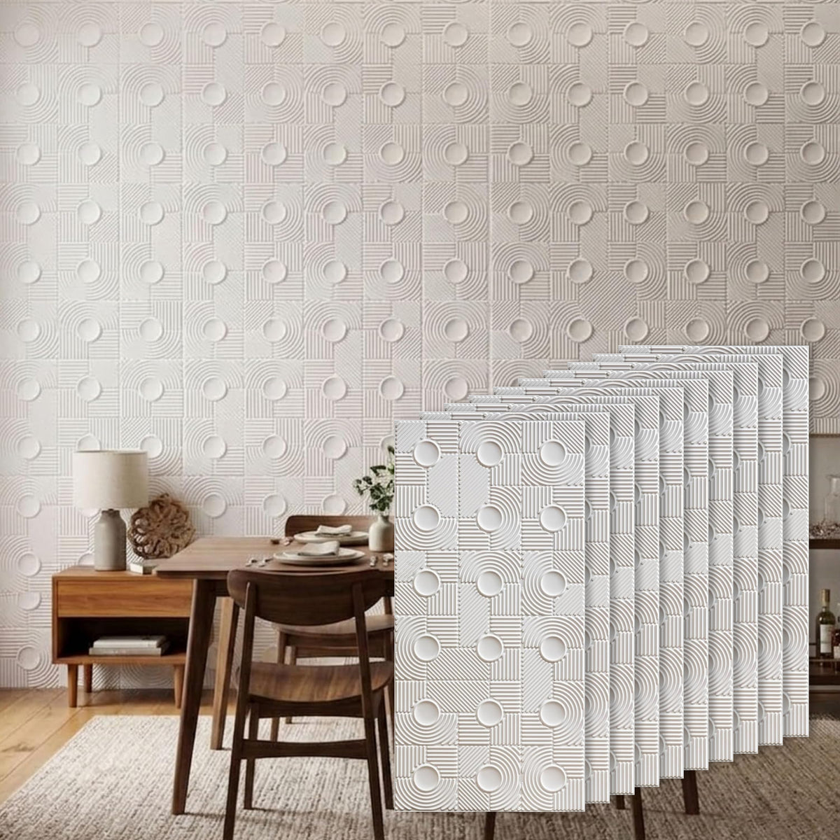 3D Peel and Stick Wall Panels - Soft-Touch Matte Finish, 1.6 ft X 3.4 ft - White