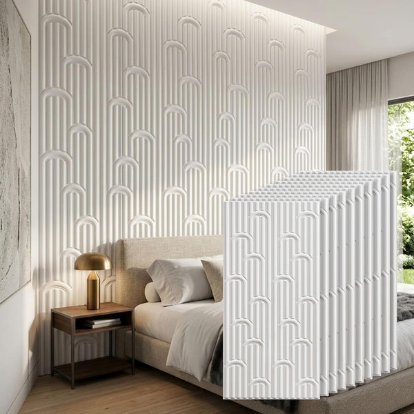 3D Peel and Stick Wall Panels - Soft-Touch Matte Finish, 1.6 ft X 3.4 ft - White