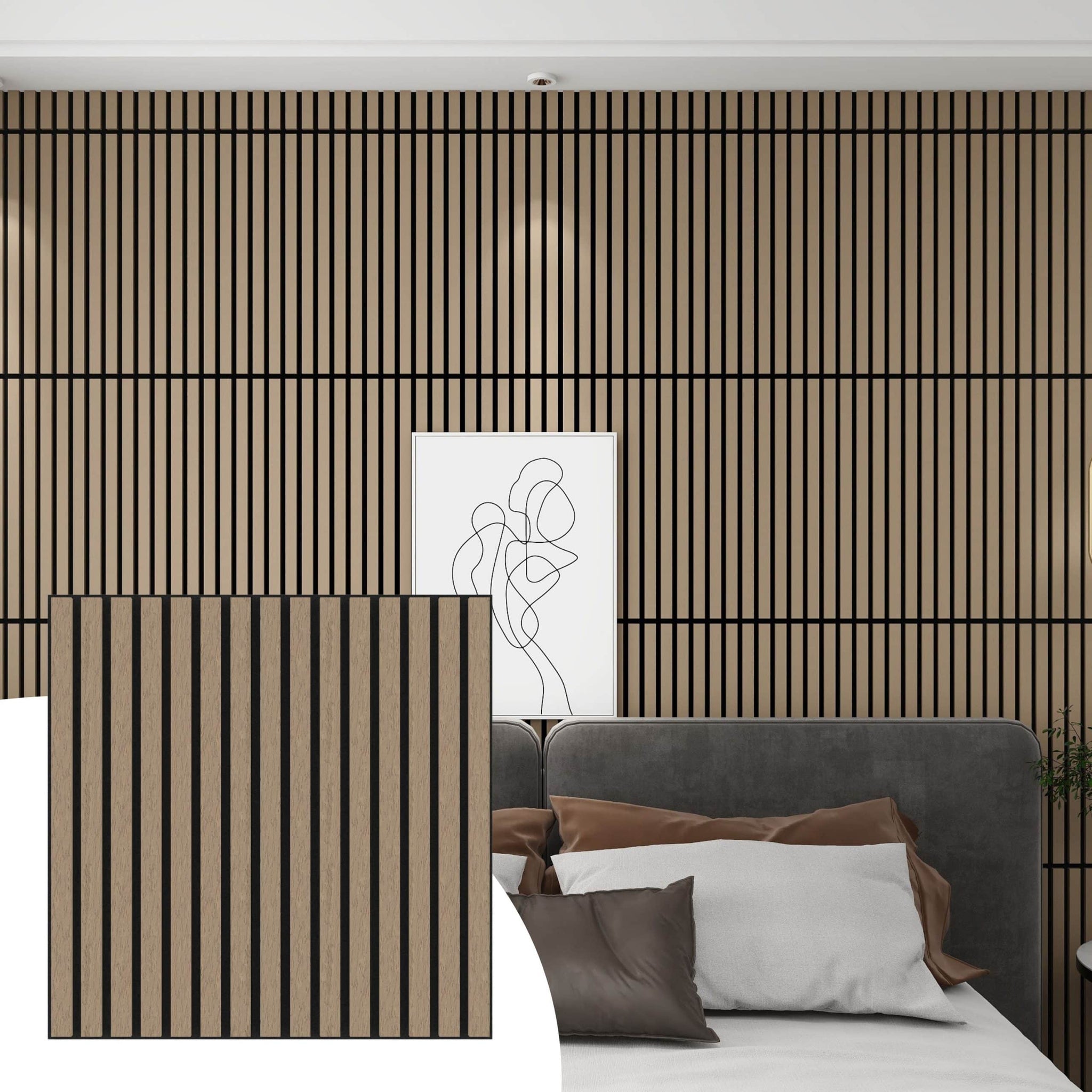 Acoustic panels Wood in Taupe