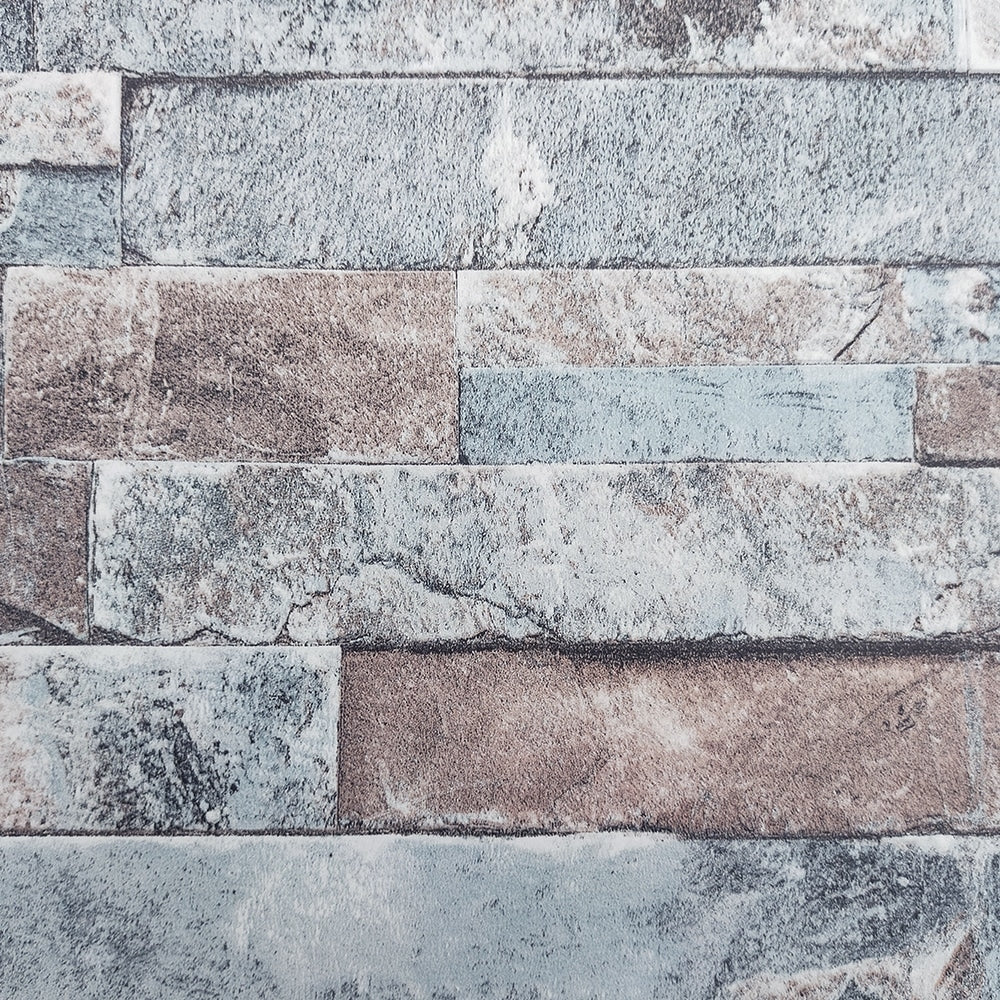 Distressed Stone Grey, Brown Slate Peel and Stick Self Adhesive Removable Wallpaper, Roll 18 ft. X 24 in. (5.5m X 60cm), 35.5 sq. ft. (3.3 sq. m)