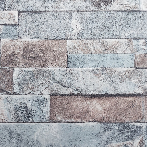 Distressed Stone Grey, Brown Slate Peel and Stick Self Adhesive Removable Wallpaper, Roll 18 ft. X 24 in. (5.5m X 60cm), 35.5 sq. ft. (3.3 sq. m)