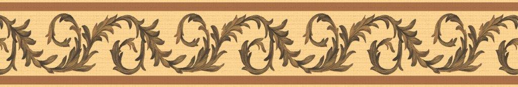 Peel and Stick Wallpaper Border - Damask Green, Beige Floral Scrolls Wall Border Retro Design, 15 ft x 7 in (4.57m x 17.78cm), Self Adhesive