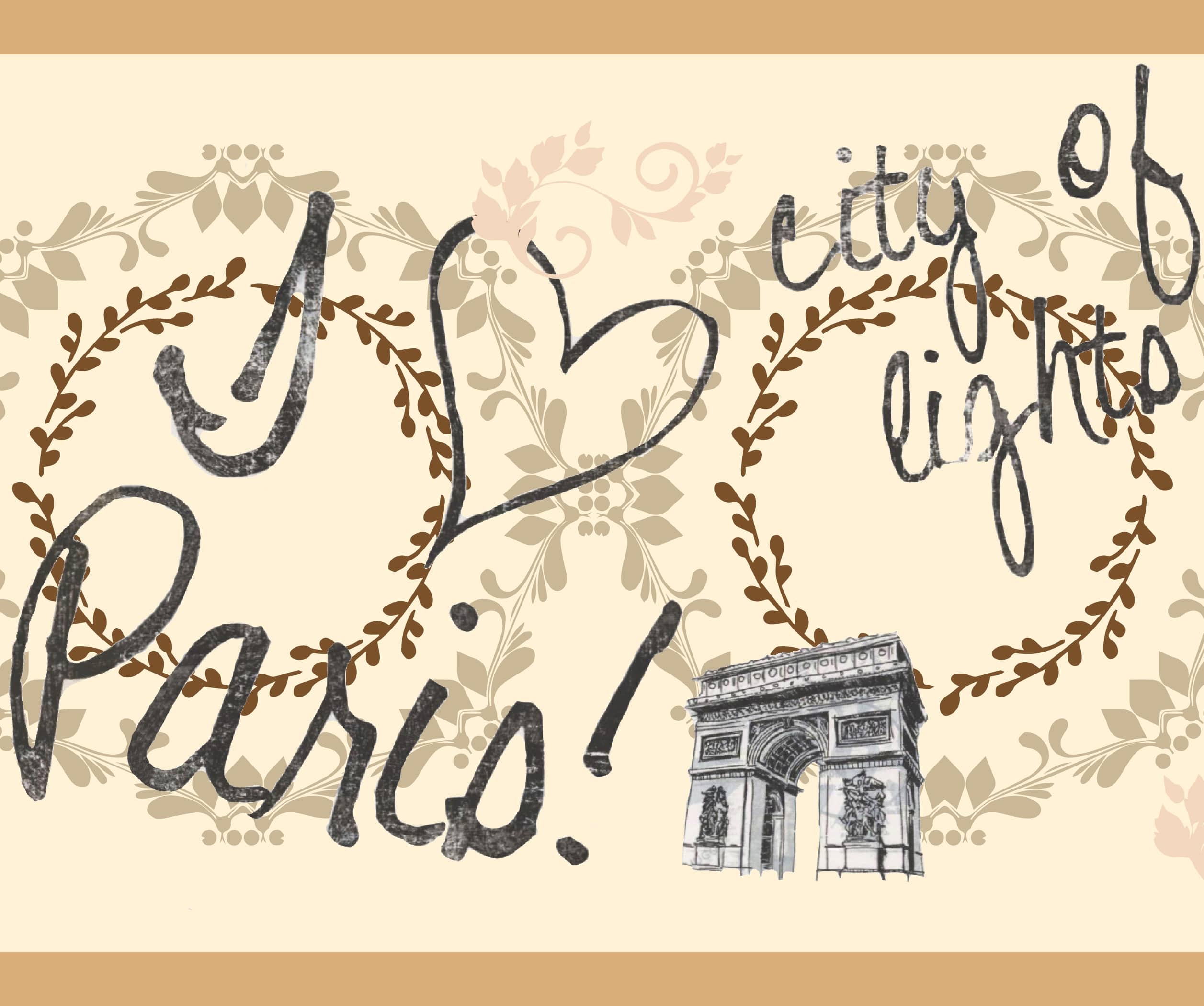 Paris Wallpaper Border (Peel and Stick) – Modern Beige Paris City of ...