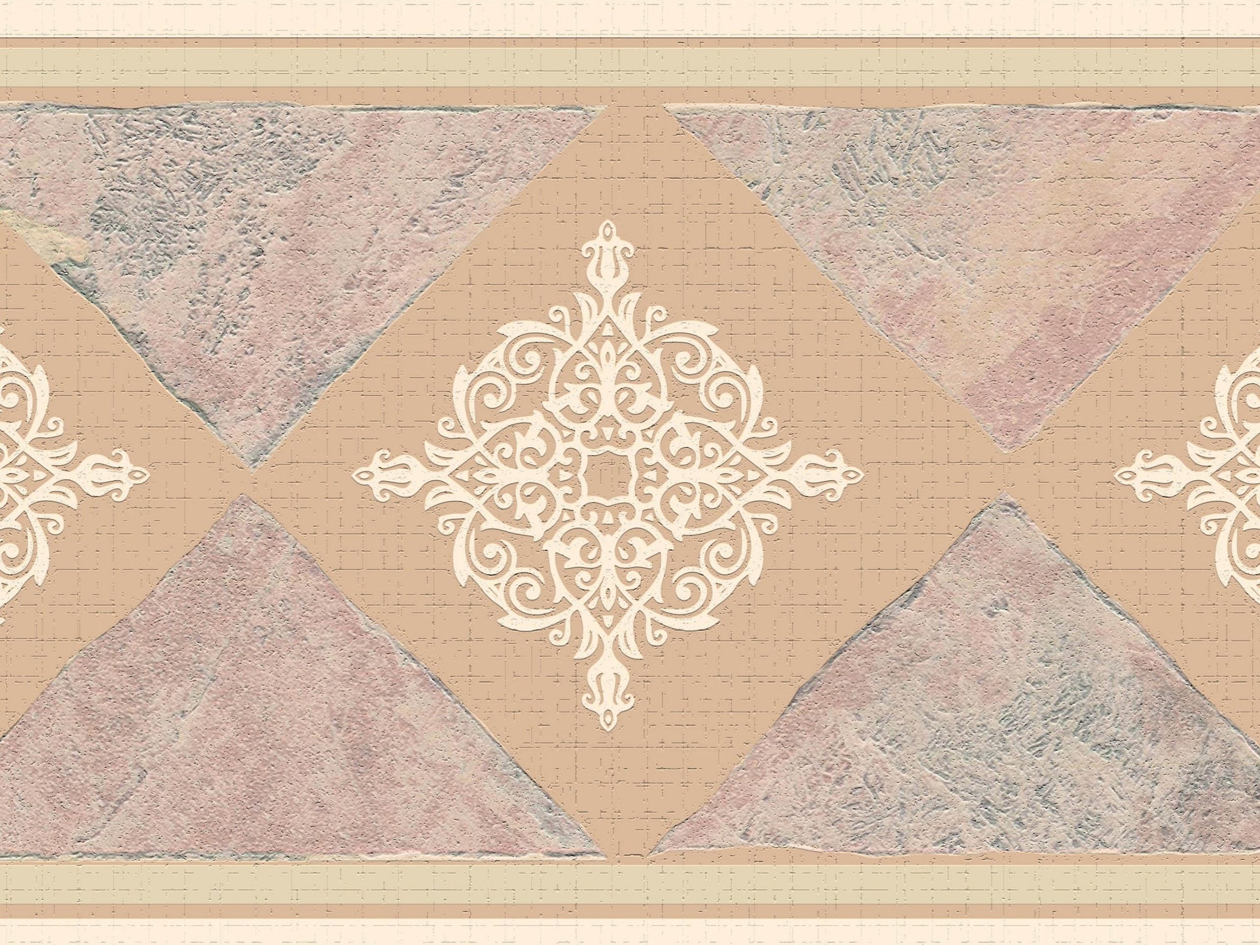 Peel and Stick Wallpaper Border - Abstract Pink Tan Damask Wall Border