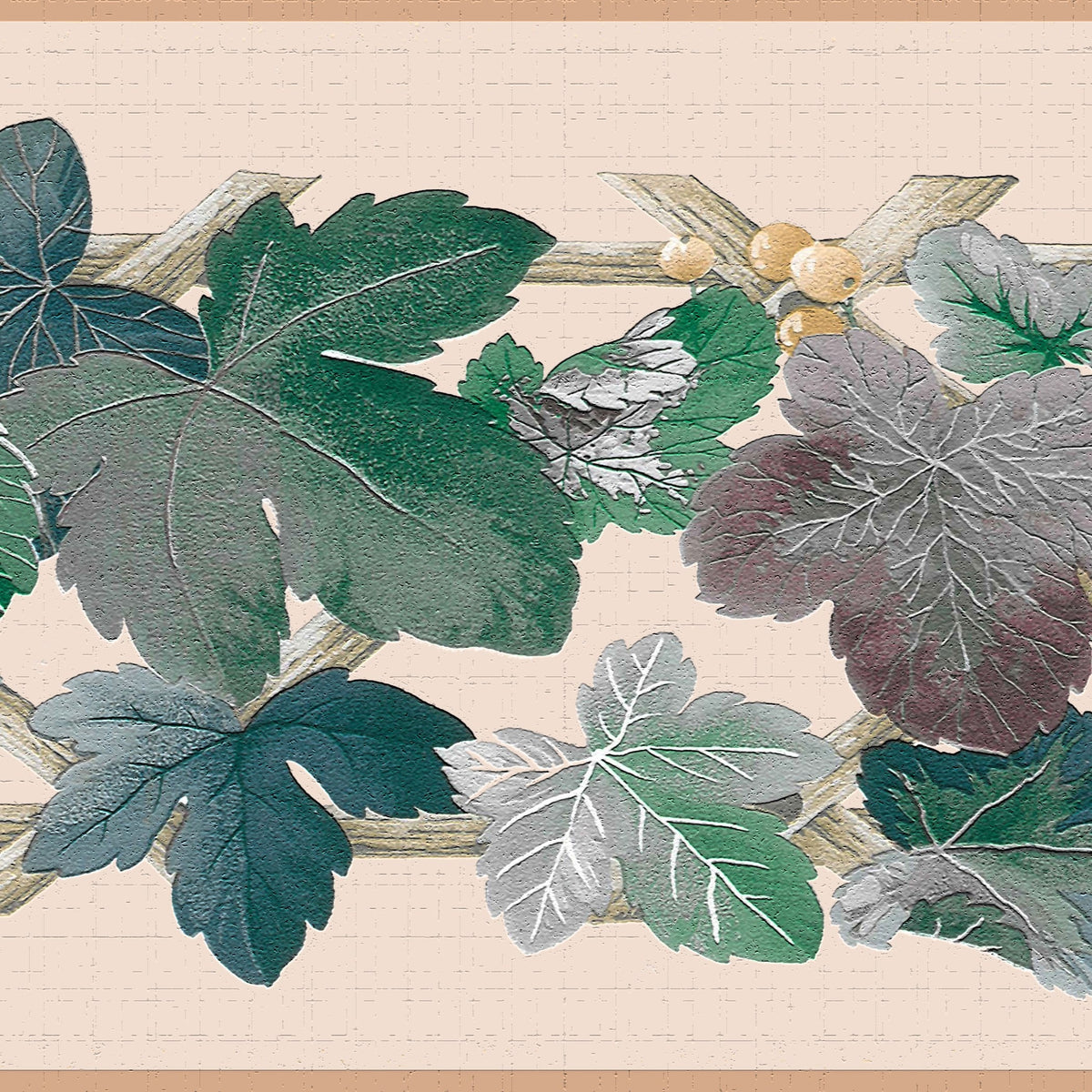 Dundee Deco Peel And Stick Wallpaper Border – Floral Green & Beige Vines, Retro Design, 15 Ft X 7 In, Self-Adhesive
