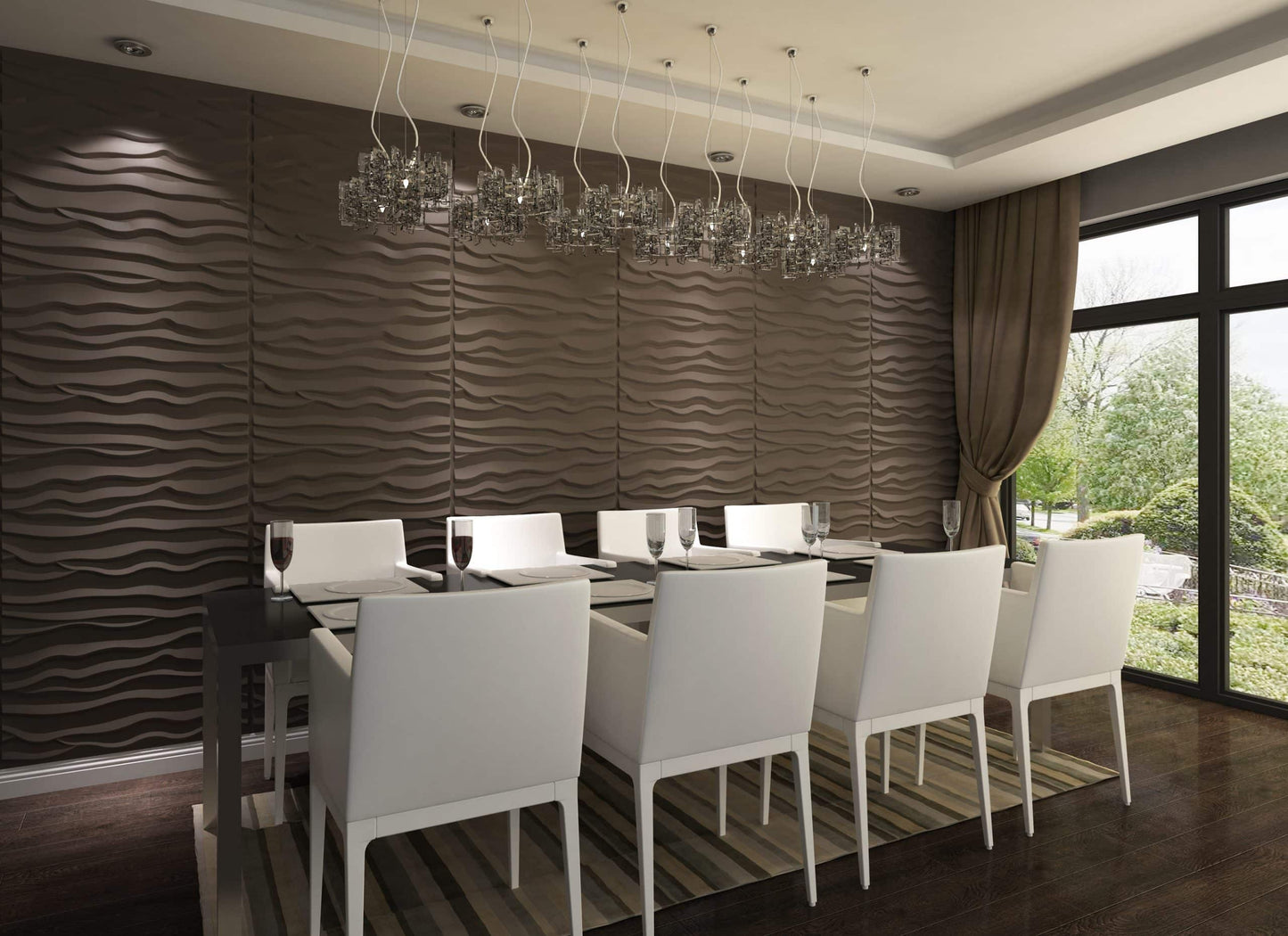 Paintable Off White Abstract Waves Fiber 3D Wall Panel