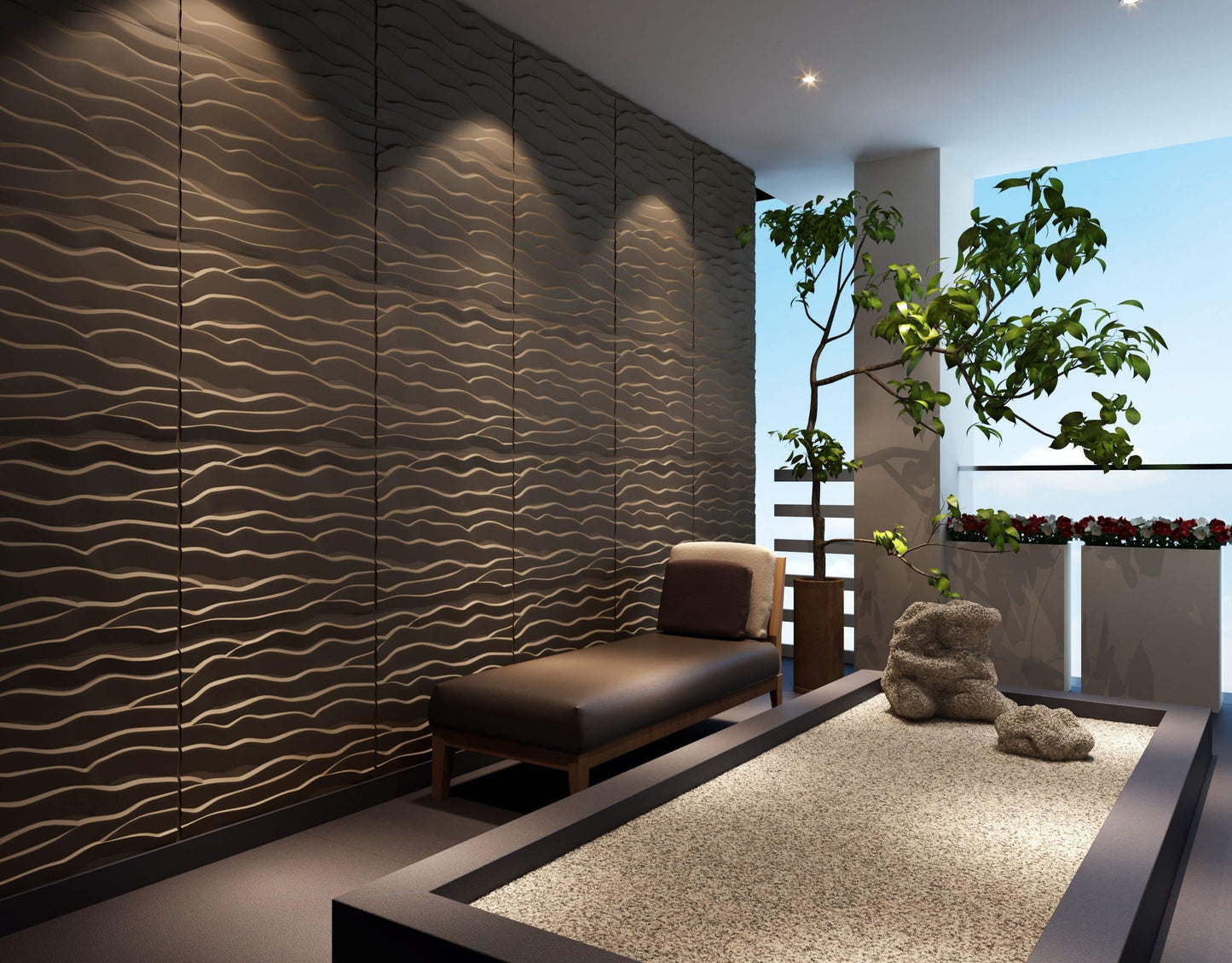 Paintable Off White Abstract Waves Fiber 3D Wall Panel