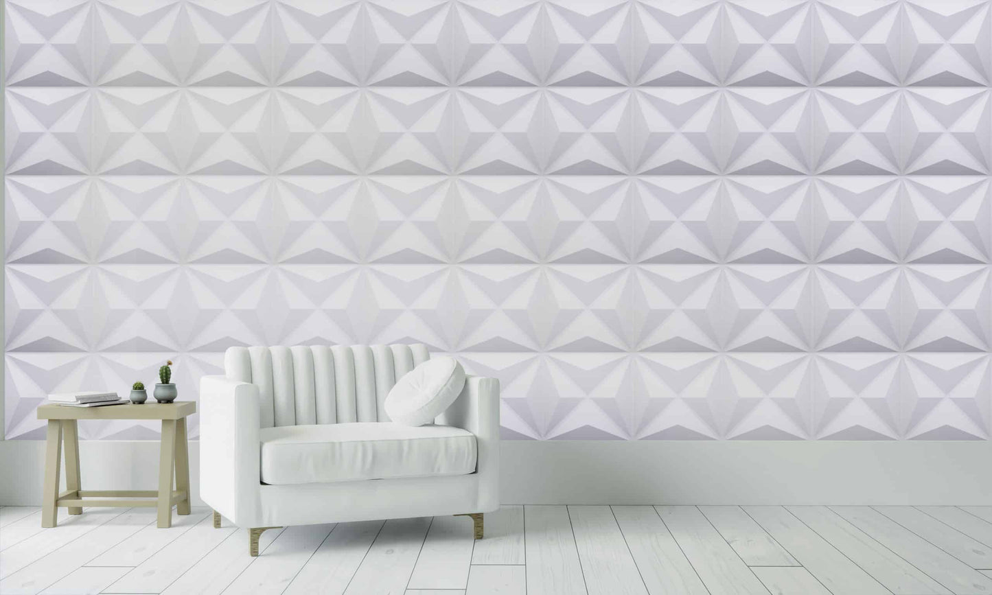3D Wall Panels - Modern Diamond Paintable White PVC Wall Paneling for Interior Wall Decor, 19.7 in x 19.7 in, Covers 2.7 sq. ft. - Single