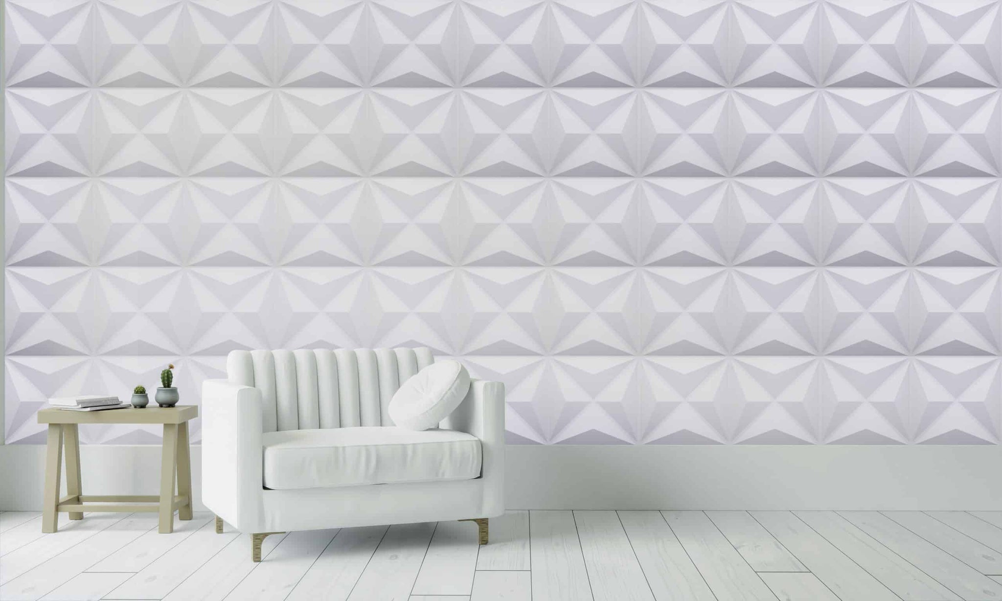 3D Wall Panels - Modern Diamond Paintable White PVC Wall Paneling for Interior Wall Decor, 19.7 in x 19.7 in, Covers 2.7 sq. ft. - Single