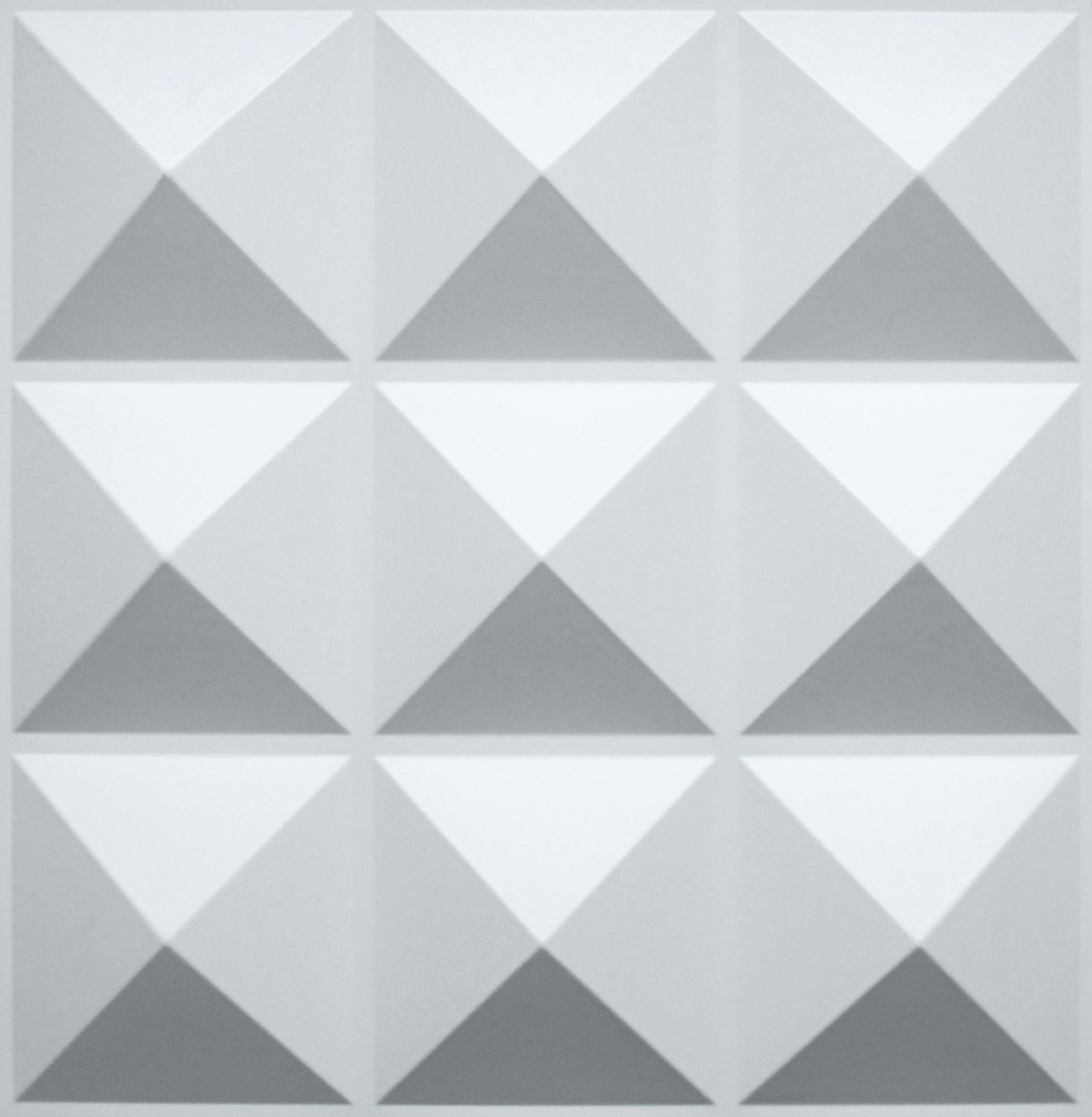 3D Wall Panels - Contemporary Diamonds Paintable White PVC Wall Paneling for Interior Wall Decor, 19.7 in x 19.7 in, Covers 2.7 sq. ft. - Single