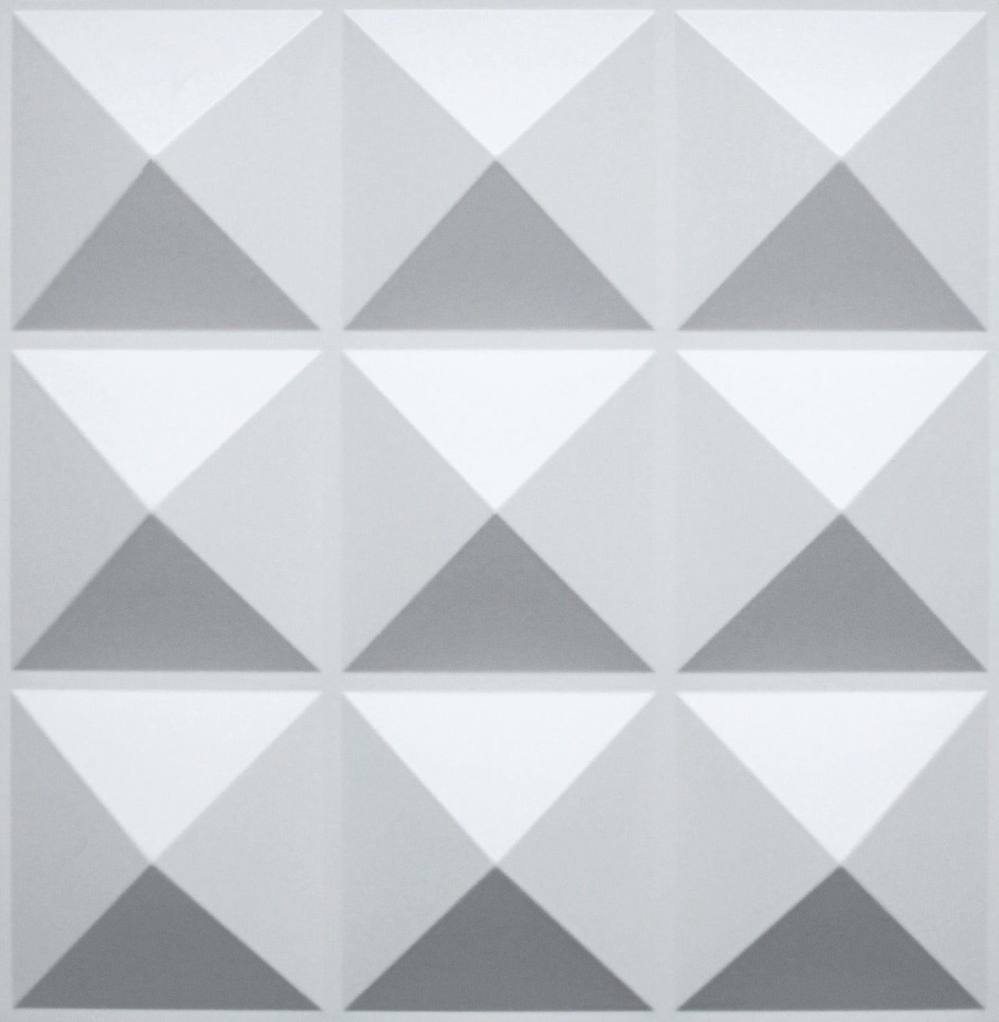 3D Wall Panels - Contemporary Diamonds Paintable White PVC Wall Paneling for Interior Wall Decor, 19.7 in x 19.7 in, Covers 2.7 sq. ft. - Single