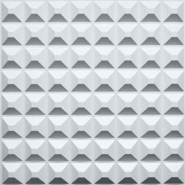 3D Wall Panels - Contemporary Spike Paintable White PVC Wall Paneling for Interior Wall Decor, 19.7 in x 19.7 in, Covers 2.7 sq. ft. - Single