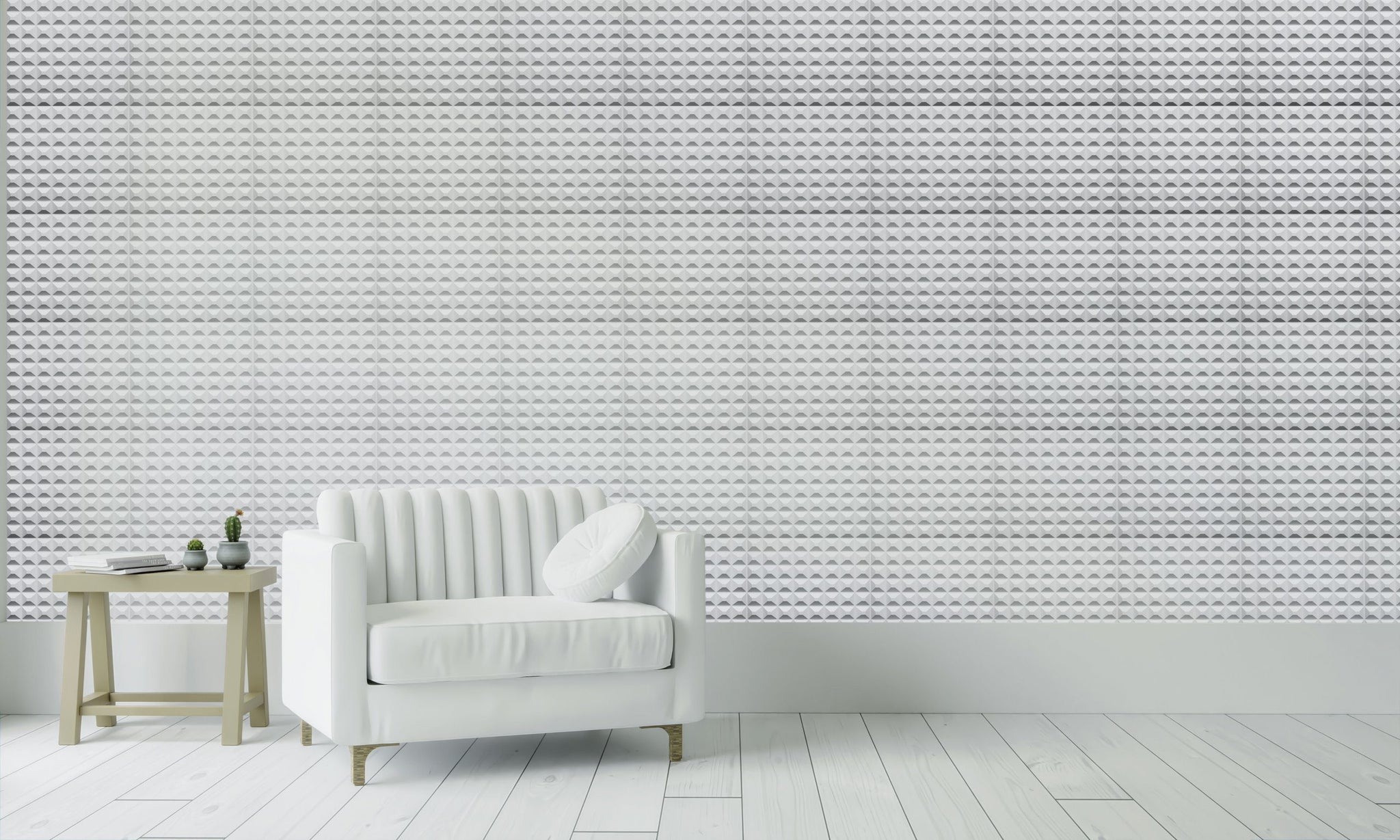3D Wall Panels - Contemporary Spike Paintable White PVC Wall Paneling for Interior Wall Decor, 19.7 in x 19.7 in, Covers 2.7 sq. ft. - Single