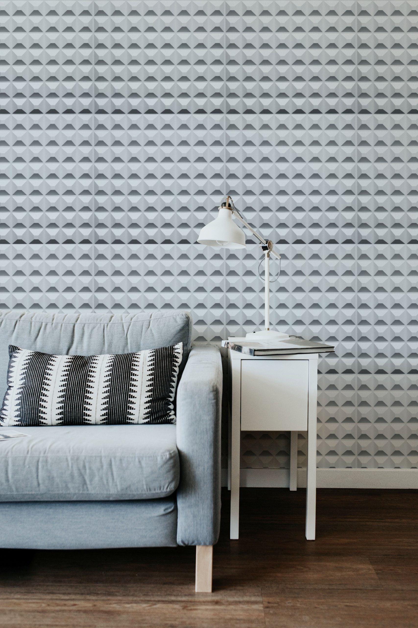 3D Wall Panels - Contemporary Spike Paintable White PVC Wall Paneling for Interior Wall Decor, 19.7 in x 19.7 in, Covers 2.7 sq. ft. - Single