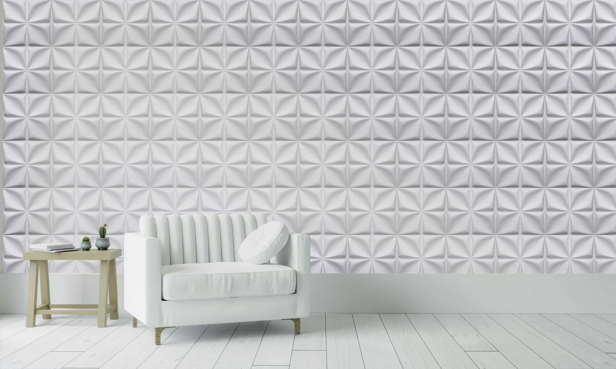 3D Wall Panels - Modern Diamond Paintable White PVC Wall Paneling for Interior Wall Decor, 19.7 in x 19.7 in, Covers 2.7 sq. ft. - Single