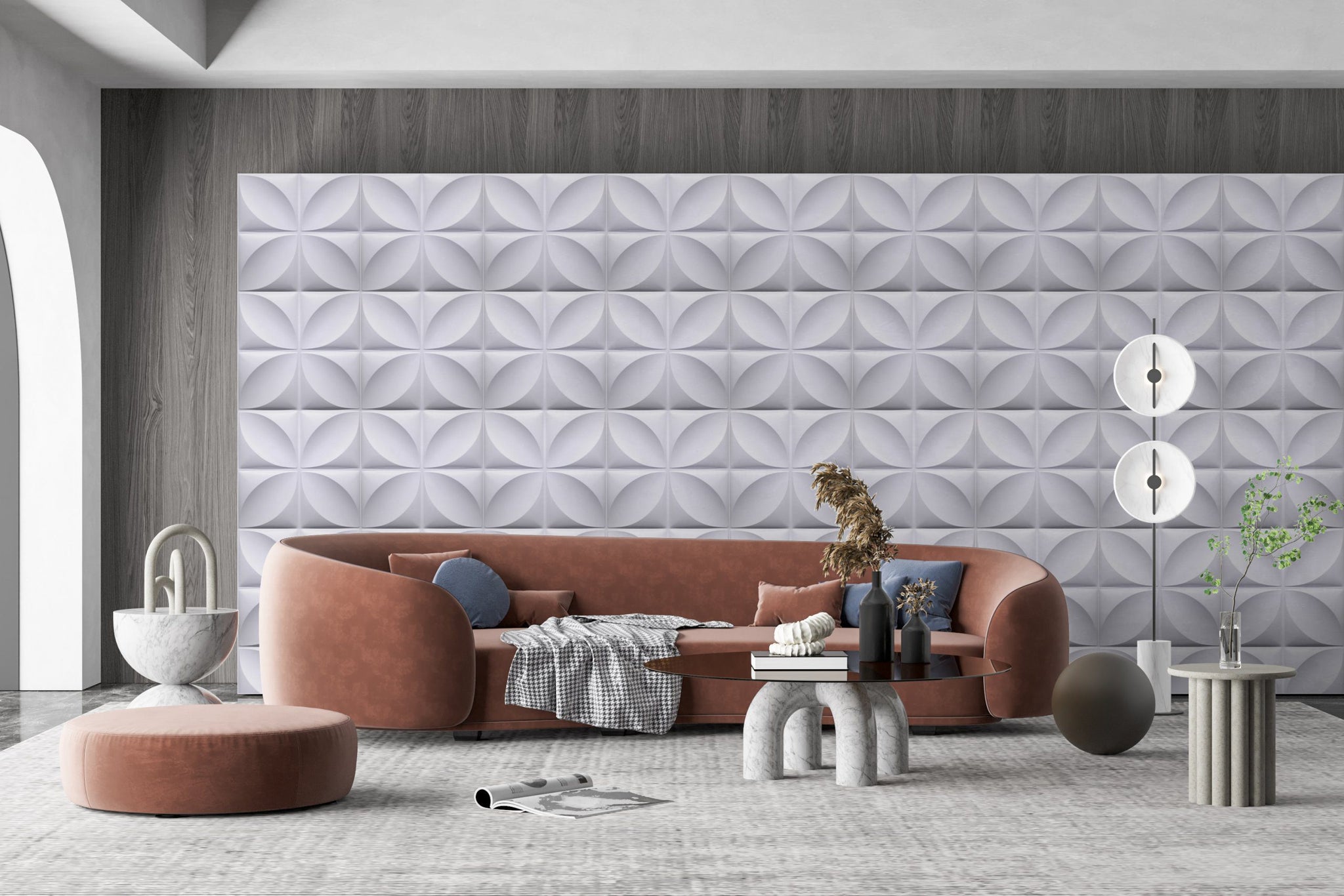 3D Wall Panels - Modern Wainscot Paintable White PVC Wall Paneling for Interior Wall Decor, 19.7 in x 19.7 in, Covers 2.7 sq. ft. - Single