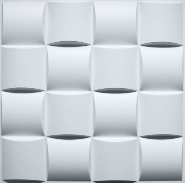 3D Wall Panels - Modern Checkered Paintable White PVC Wall Paneling for Interior Wall Decor, 19.7 in x 19.7 in, Covers 2.7 sq. ft. - Single
