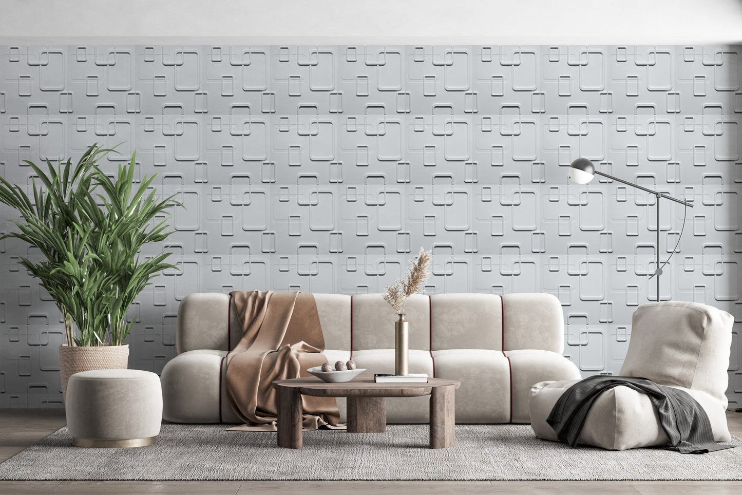 3D Wall Panels - Geometric Shapes Paintable White PVC Wall Paneling for Interior Wall Decor, 19.7 in x 19.7 in, Covers 2.7 sq. ft. - Single