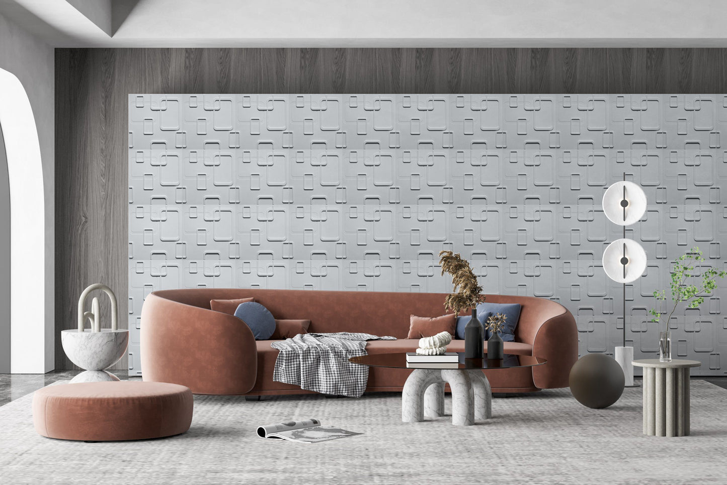 3D Wall Panels - Geometric Shapes Paintable White PVC Wall Paneling for Interior Wall Decor, 19.7 in x 19.7 in, Covers 2.7 sq. ft. - Single