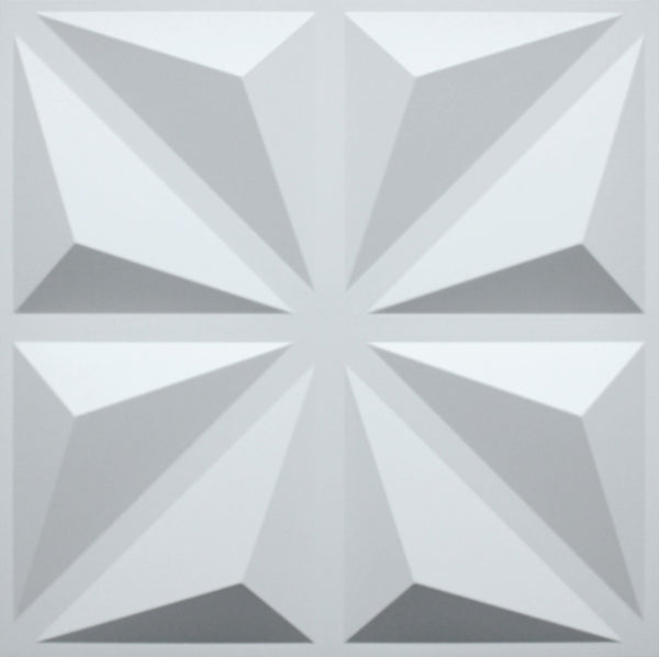 3D Wall Panels - Contemporary Geometric Paintable White PVC Wall Paneling for Interior Wall Decor, 19.7 in x 19.7 in, Covers 2.7 sq. ft. - Single