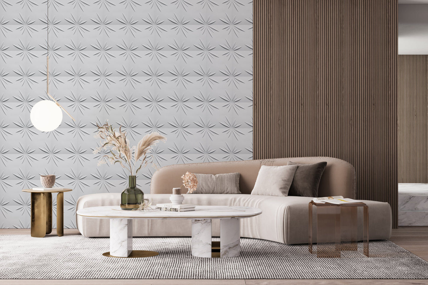 3D Wall Panels - Traditional Floral Paintable White PVC Wall Paneling for Interior Wall Decor, 19.7 in x 19.7 in, Covers 2.7 sq. ft. - Single