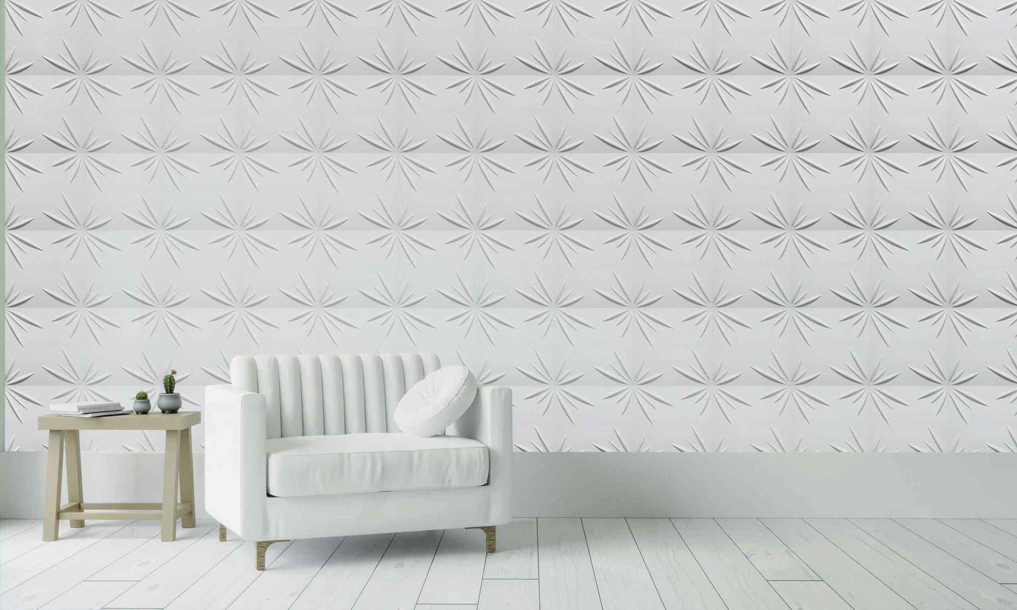 3D Wall Panels - Traditional Floral Paintable White PVC Wall Paneling for Interior Wall Decor, 19.7 in x 19.7 in, Covers 2.7 sq. ft. - Single