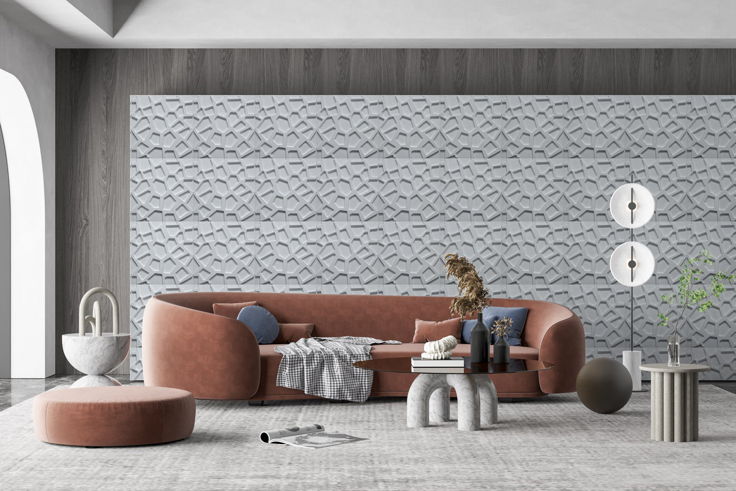 3D Wall Panels - Modern Brick Paintable White PVC Wall Paneling for Interior Wall Decor, 19.7 in x 19.7 in, Covers 2.7 sq. ft. - Single