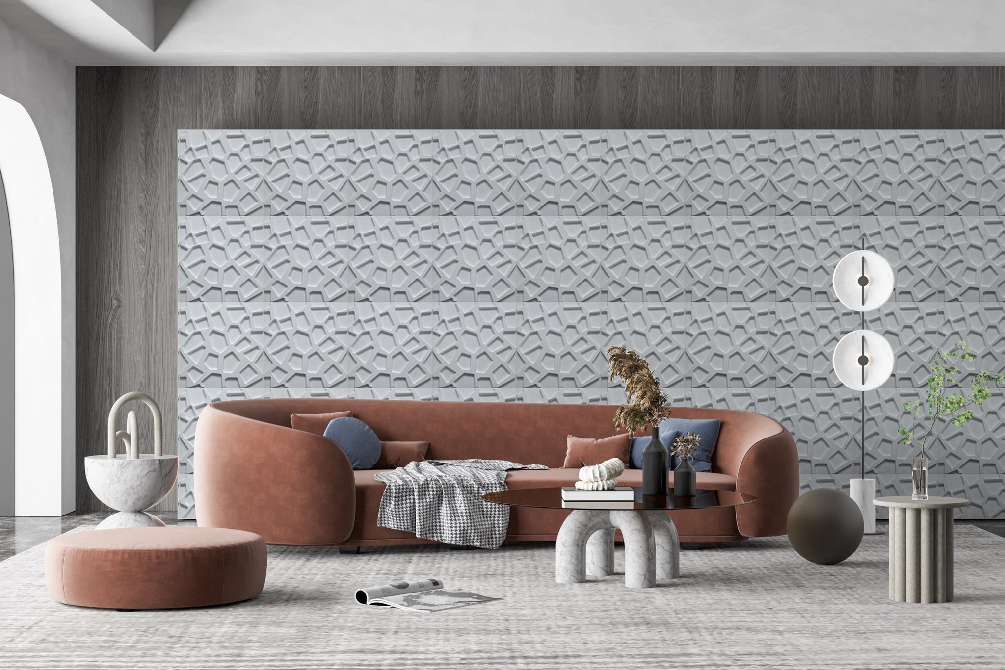 3D Wall Panels - Modern Brick Paintable White PVC Wall Paneling for Interior Wall Decor, 19.7 in x 19.7 in, Covers 2.7 sq. ft. - Single