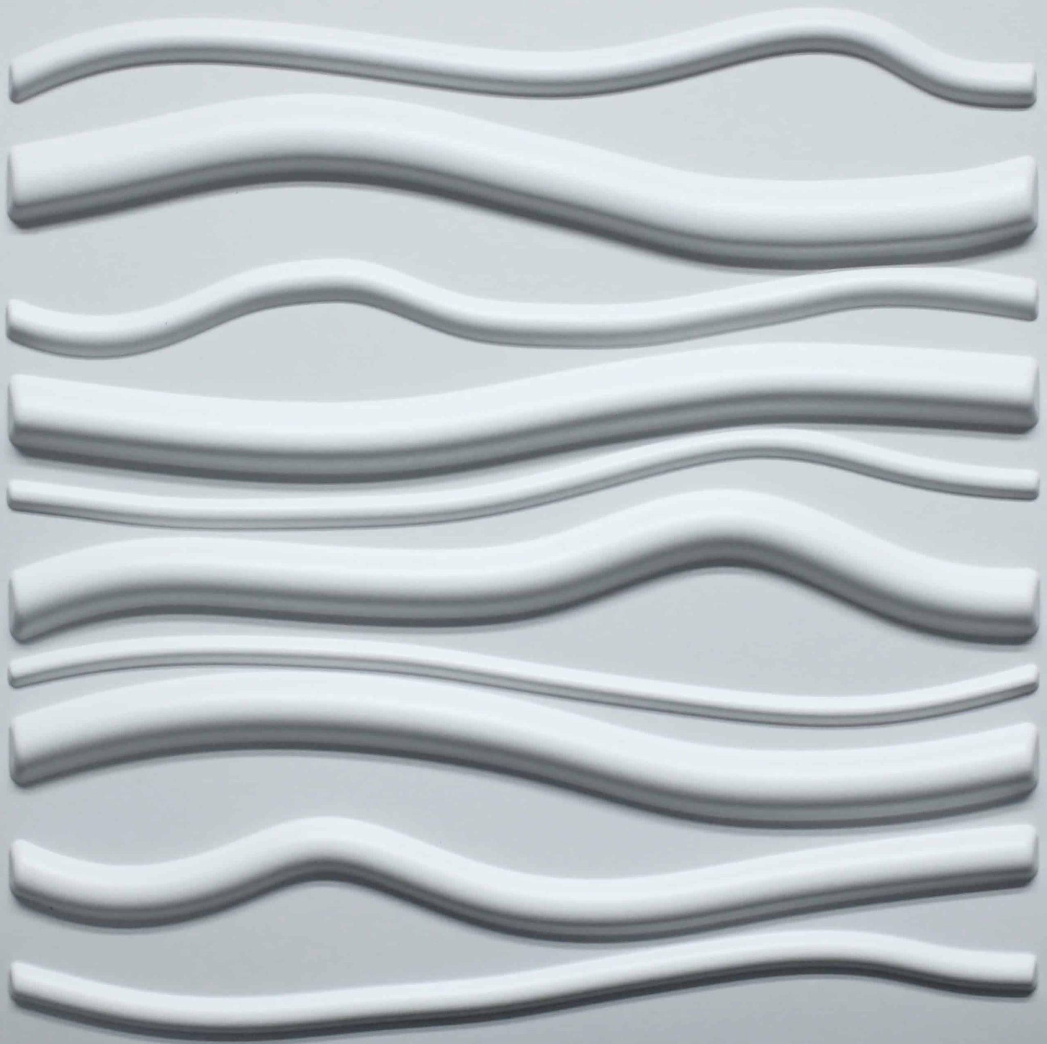 3D Wall Panels - Contemporary Waves Paintable White PVC Wall Paneling for Interior Wall Decor, 19.7 in x 19.7 in, Covers 2.7 sq. ft. - Single