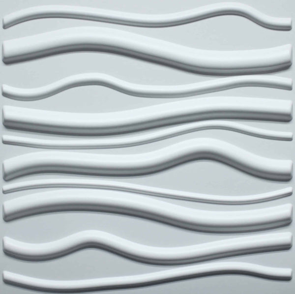 3D Wall Panels - Contemporary Waves Paintable White PVC Wall Paneling for Interior Wall Decor, 19.7 in x 19.7 in, Covers 2.7 sq. ft. - Single