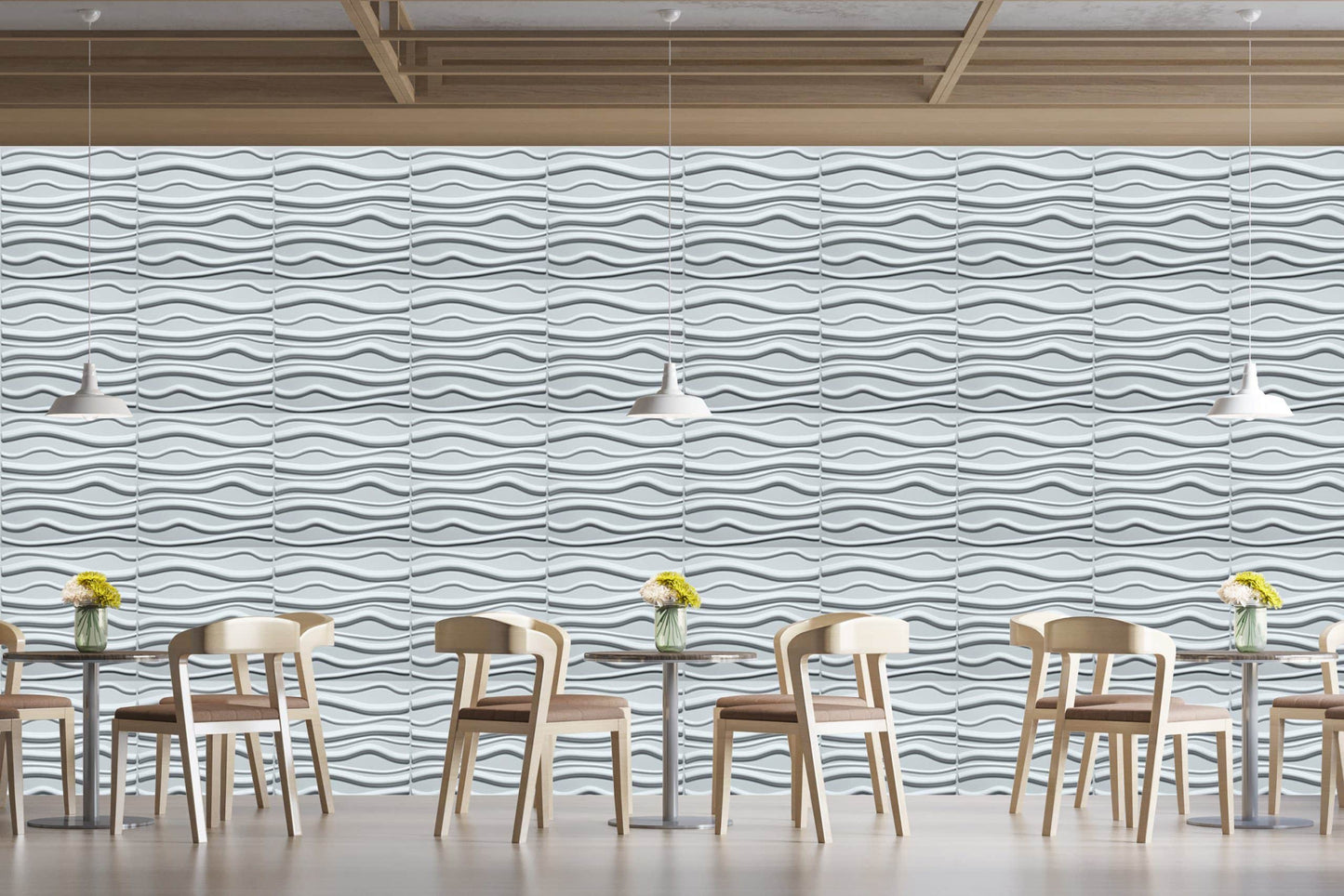 3D Wall Panels - Contemporary Waves Paintable White PVC Wall Paneling for Interior Wall Decor, 19.7 in x 19.7 in, Covers 2.7 sq. ft. - Single