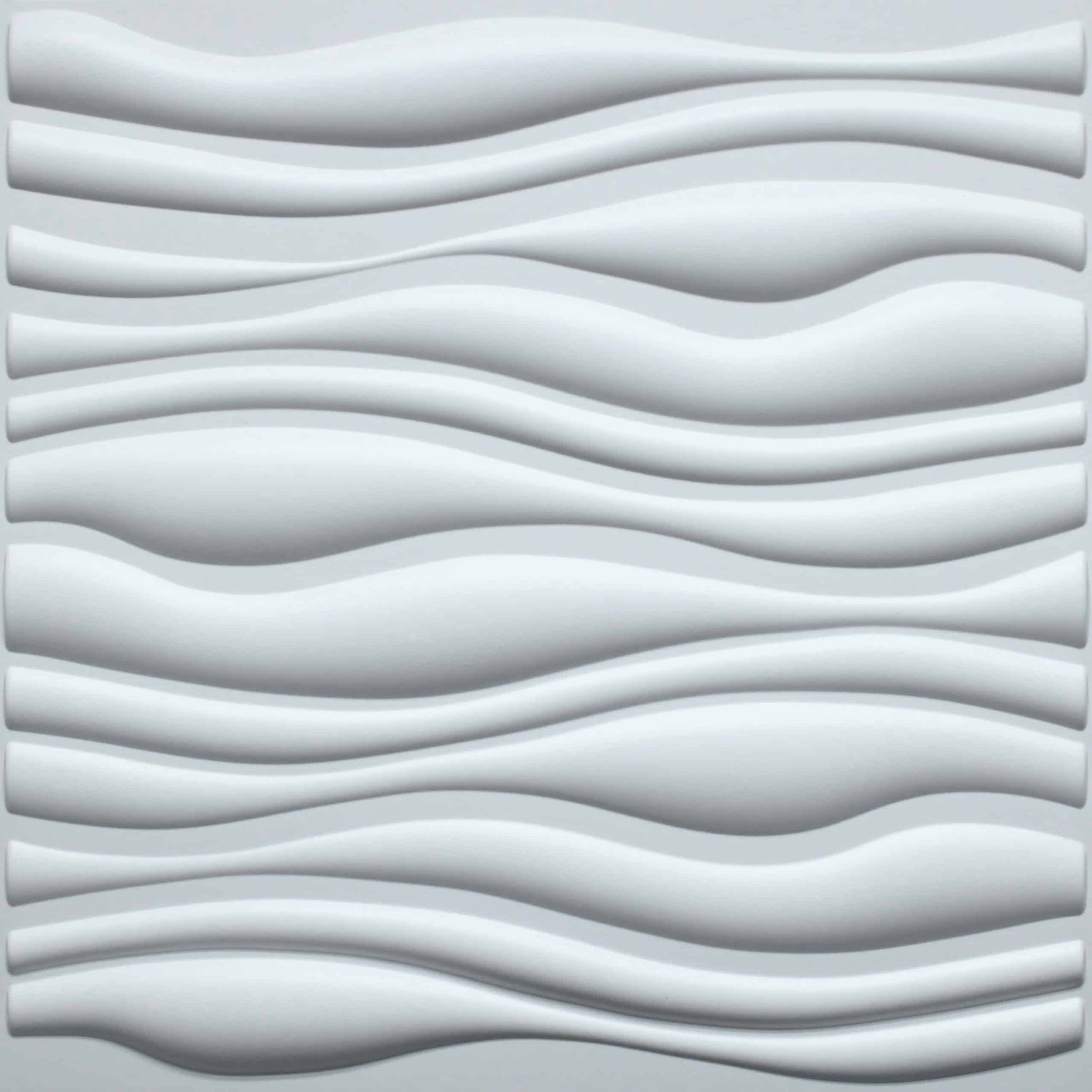 3D Wall Panels - Contemporary Wave Paintable White PVC Wall Paneling for Interior Wall Decor, 19.7 in x 19.7 in, Covers 2.7 sq. ft. - Single