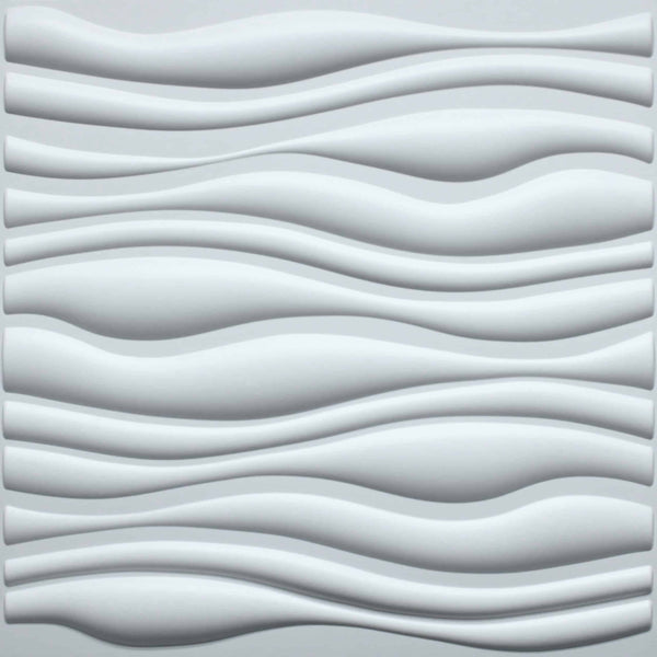3D Wall Panels - Contemporary Wave Paintable White PVC Wall Paneling for Interior Wall Decor, 19.7 in x 19.7 in, Covers 2.7 sq. ft. - Single
