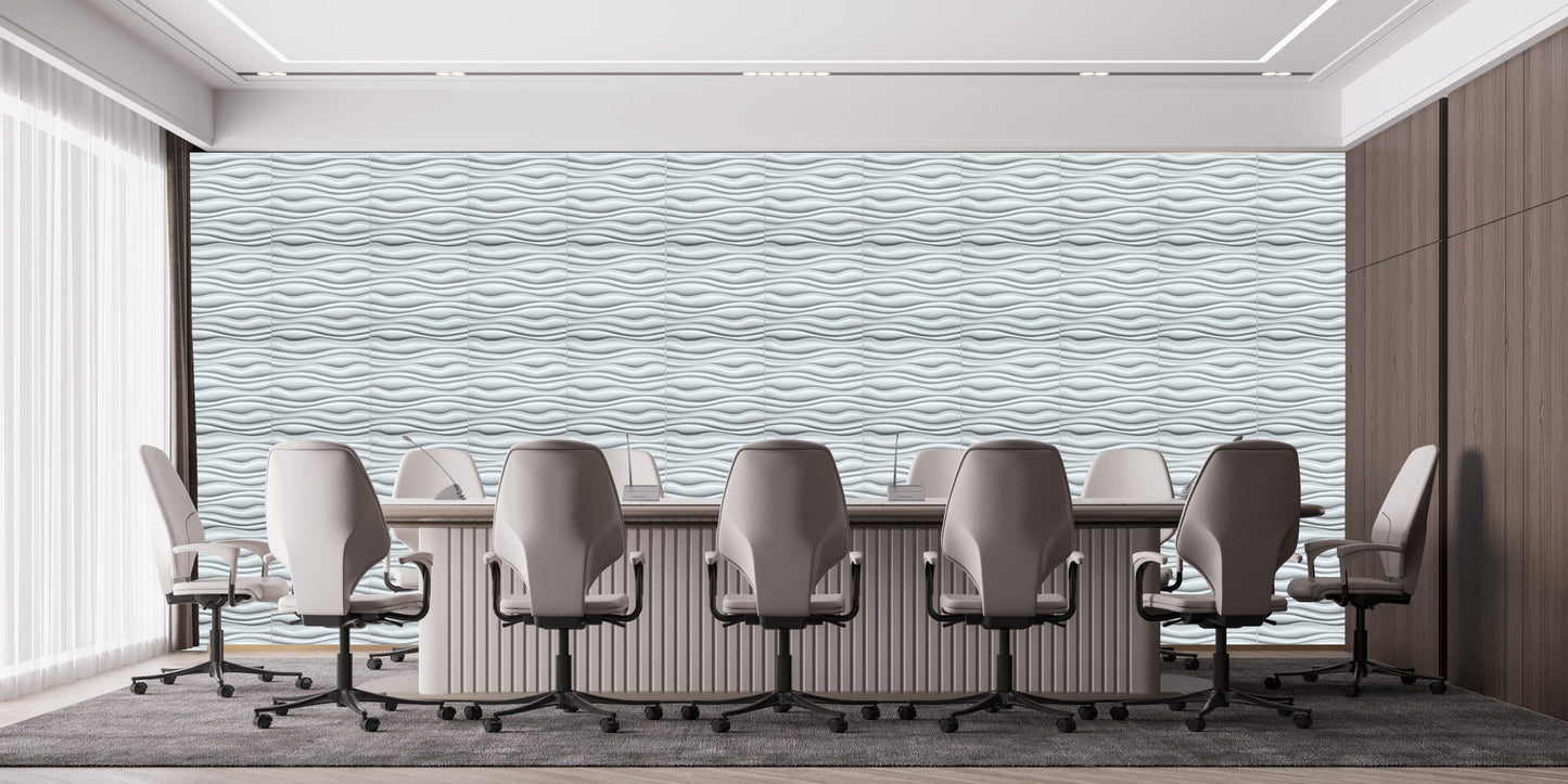 3D Wall Panels - Contemporary Wave Paintable White PVC Wall Paneling for Interior Wall Decor, 19.7 in x 19.7 in, Covers 2.7 sq. ft. - Single