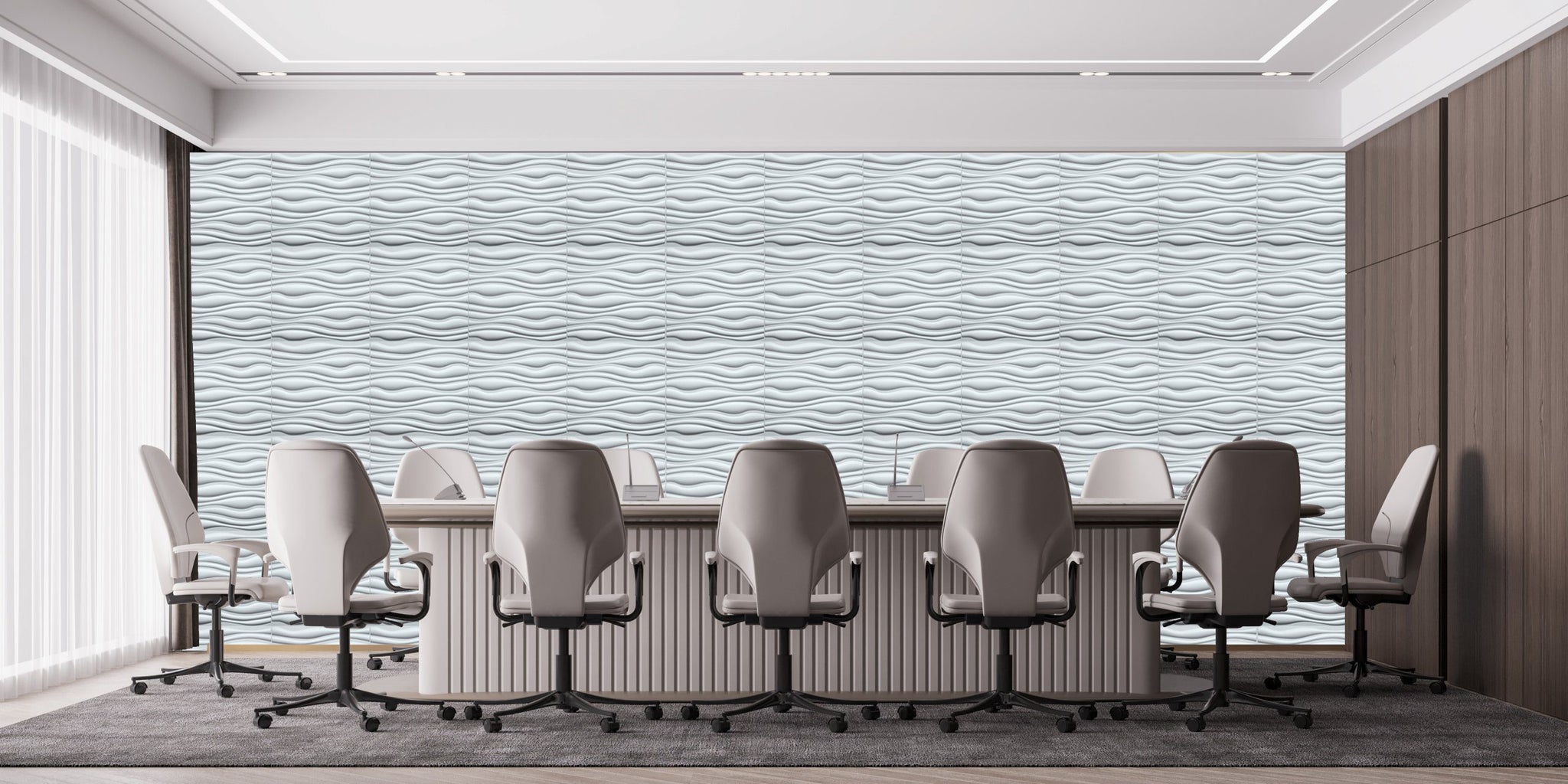 3D Wall Panels - Contemporary Wave Paintable White PVC Wall Paneling for Interior Wall Decor, 19.7 in x 19.7 in, Covers 2.7 sq. ft. - Single