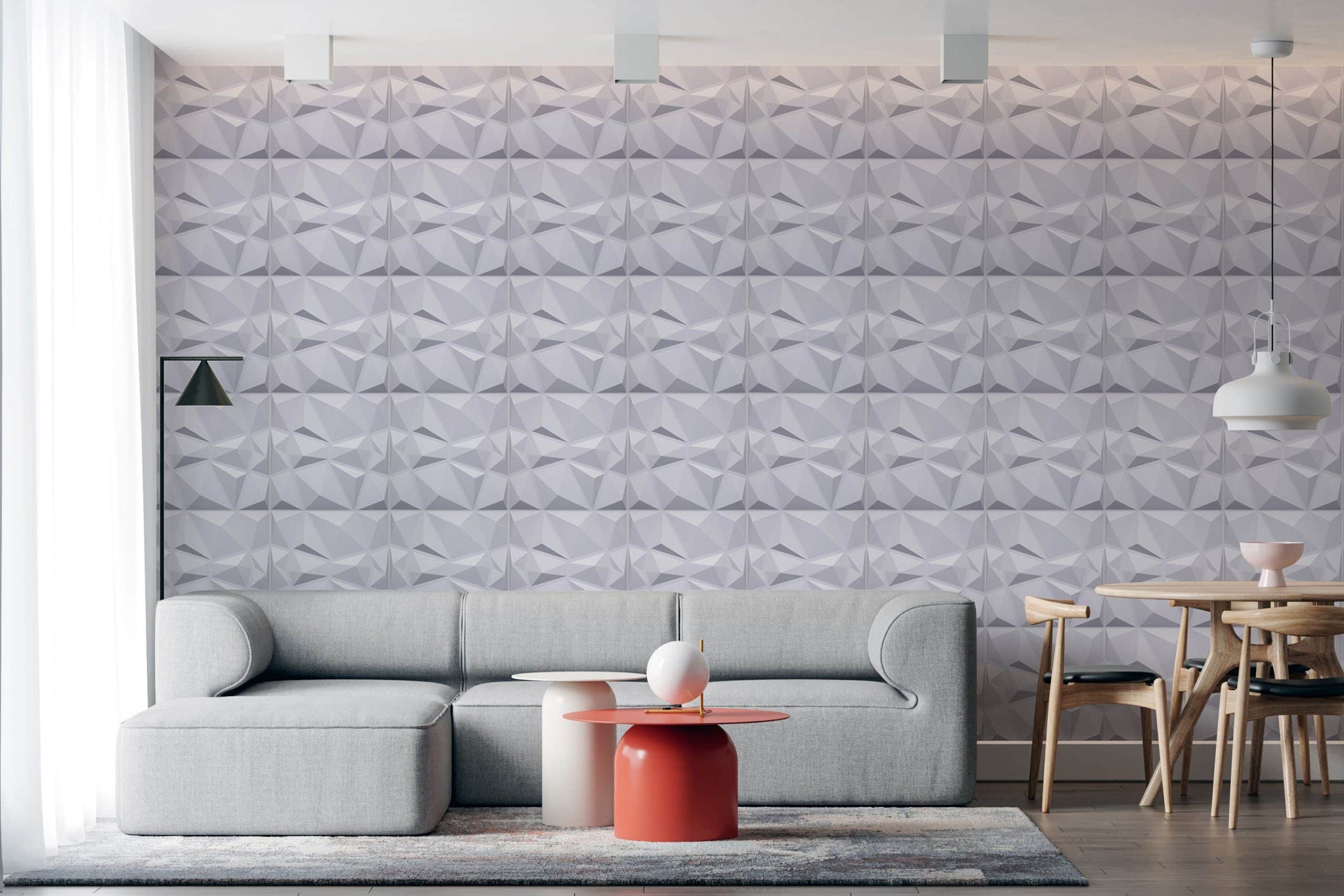 3D Wall Panels - Contemporary Diamond Paintable White PVC Wall Paneling for Interior Wall Decor, 19.7 in x 19.7 in, Covers 2.7 sq. ft. - Single