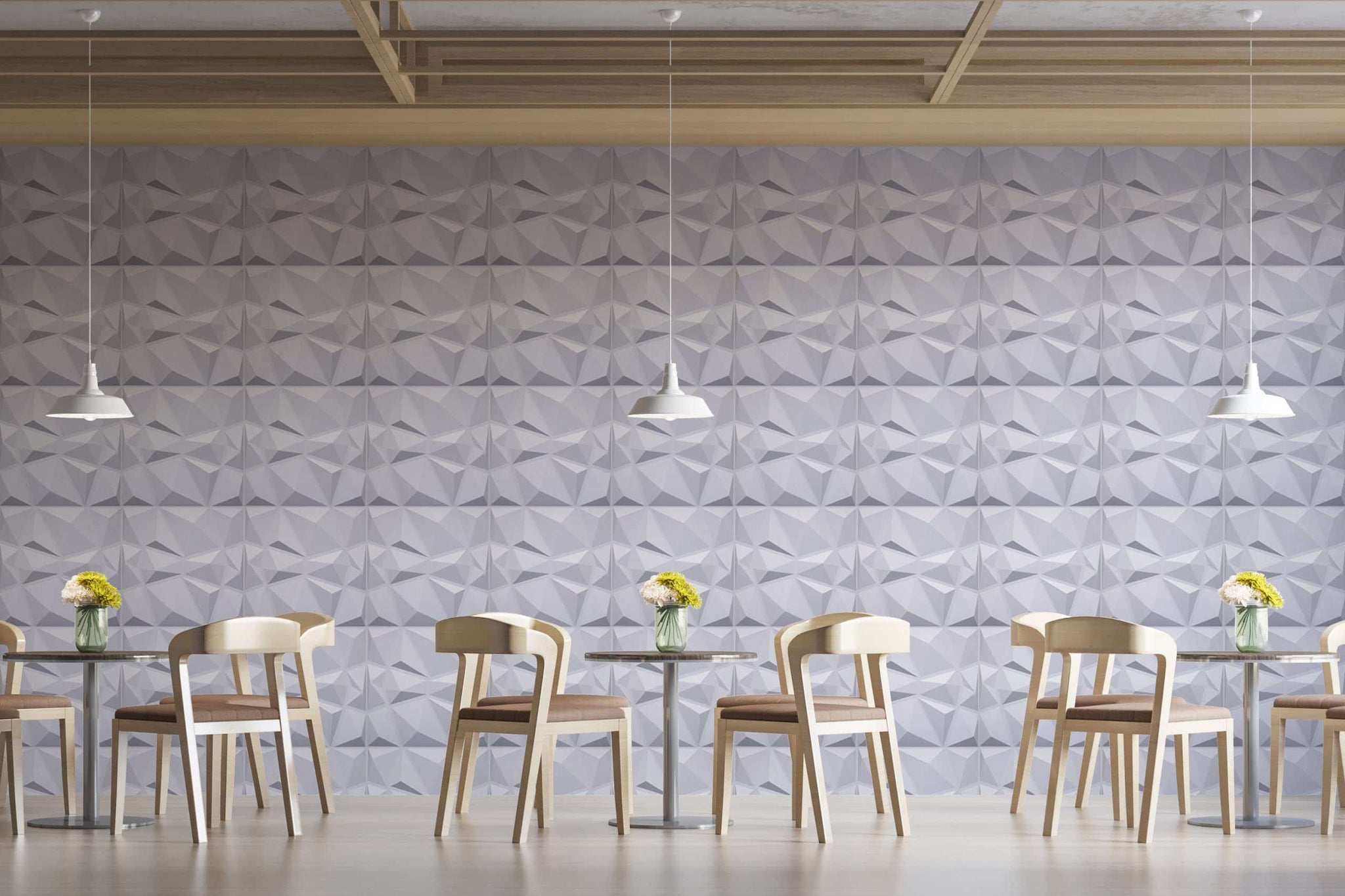 3D Wall Panels - Contemporary Diamond Paintable White PVC Wall Paneling for Interior Wall Decor, 19.7 in x 19.7 in, Covers 2.7 sq. ft. - Single