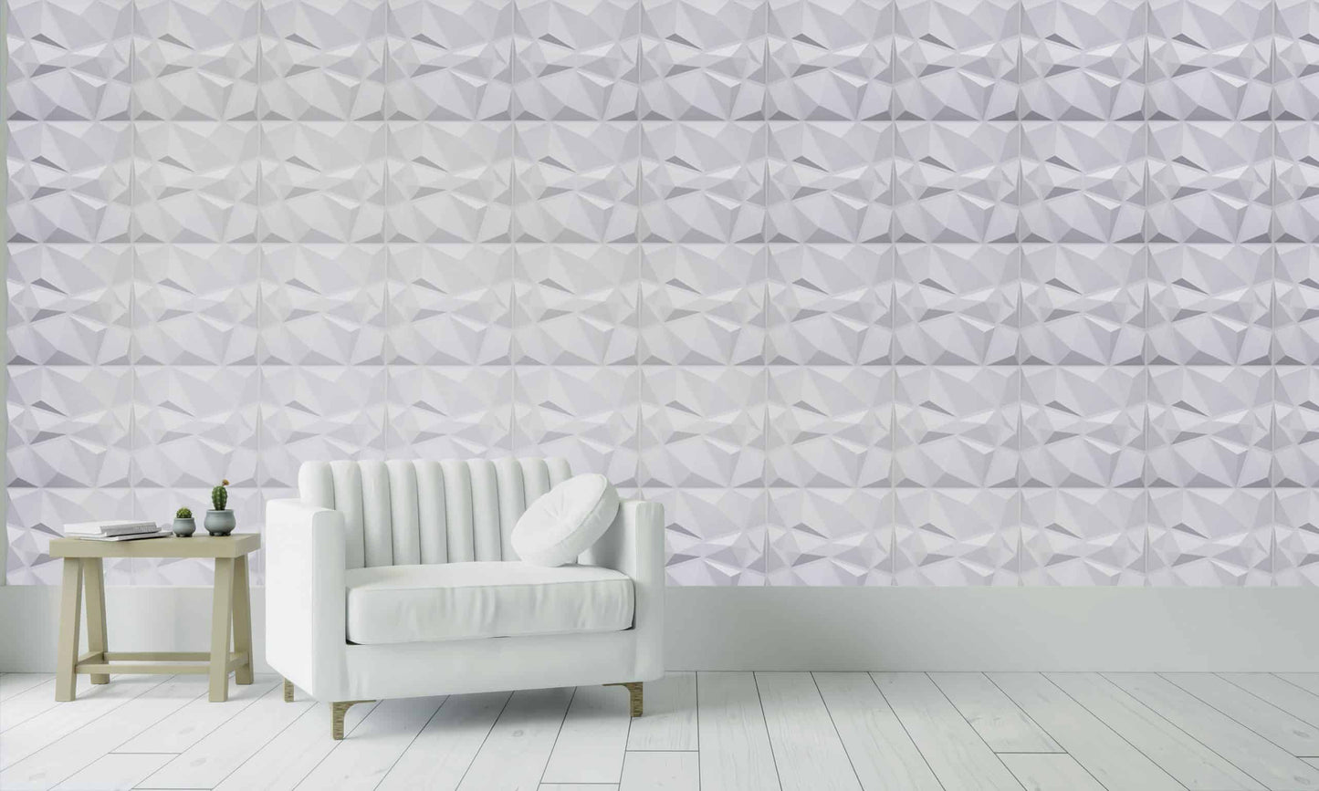 3D Wall Panels - Contemporary Diamond Paintable White PVC Wall Paneling for Interior Wall Decor, 19.7 in x 19.7 in, Covers 2.7 sq. ft. - Single
