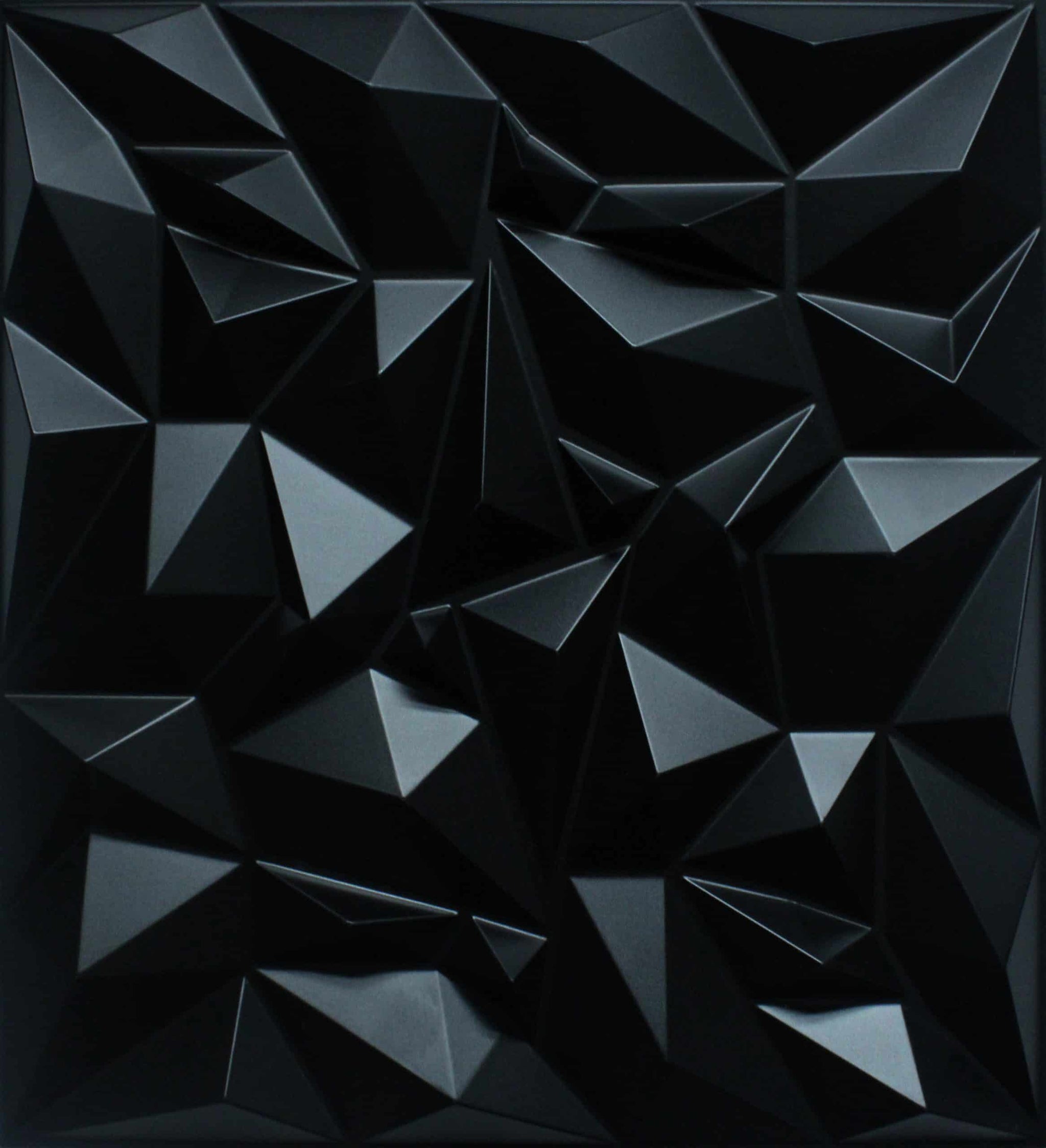 3D Wall Panels - Geometric Diamond Paintable Black PVC Wall Paneling for Interior Wall Decor, 19.7 in x 19.7 in, Covers 2.7 sq. ft. - Single