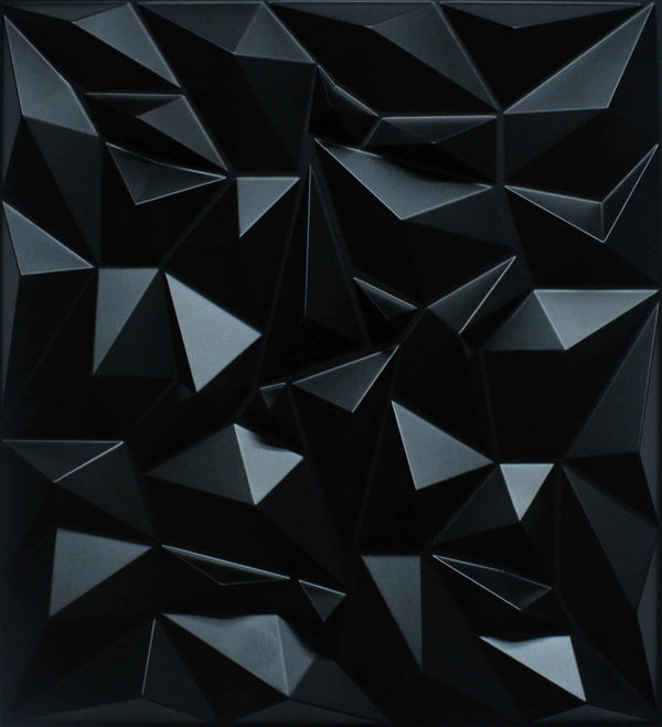3D Wall Panels - Geometric Diamond Paintable Black PVC Wall Paneling for Interior Wall Decor, 19.7 in x 19.7 in, Covers 2.7 sq. ft. - Single