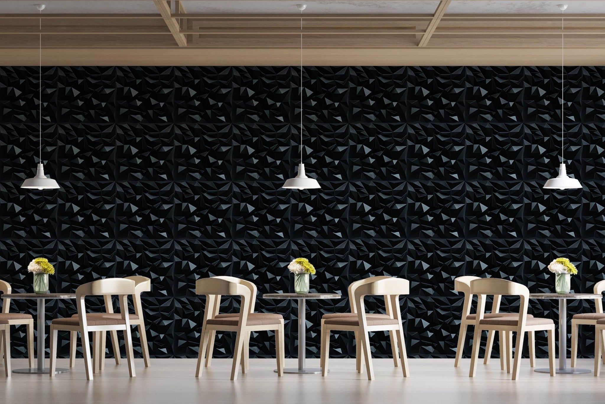 3D Wall Panels - Geometric Diamond Paintable Black PVC Wall Paneling for Interior Wall Decor, 19.7 in x 19.7 in, Covers 2.7 sq. ft. - Single