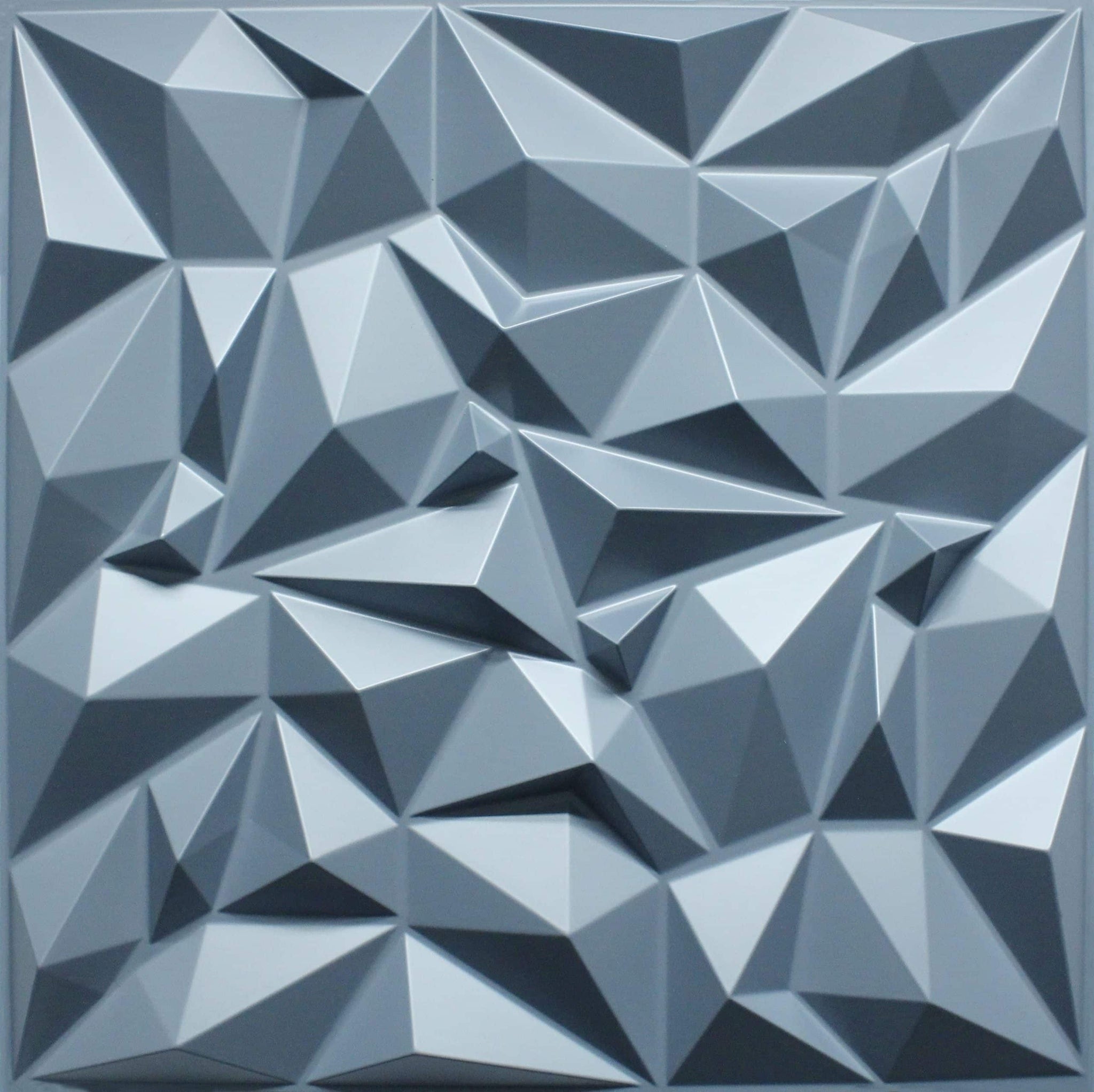 3D Wall Panels - Geometric Diamond Paintable Brilliant Silver PVC Wall Paneling for Interior Wall Decor, 19.7 in x 19.7 in, Covers 2.7 sq. ft. - Single