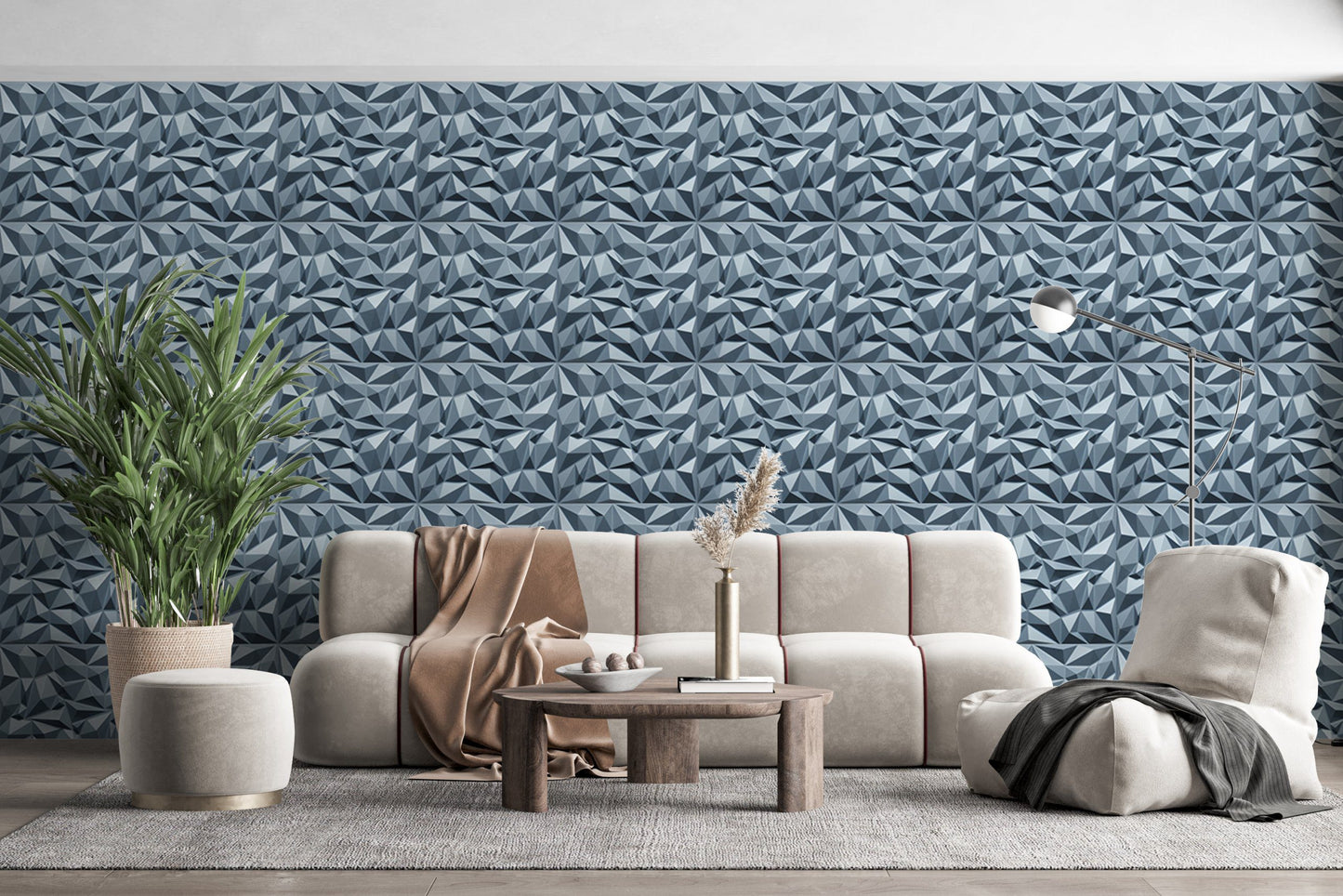 3D Wall Panels - Geometric Diamond Paintable Brilliant Silver PVC Wall Paneling for Interior Wall Decor, 19.7 in x 19.7 in, Covers 2.7 sq. ft. - Single