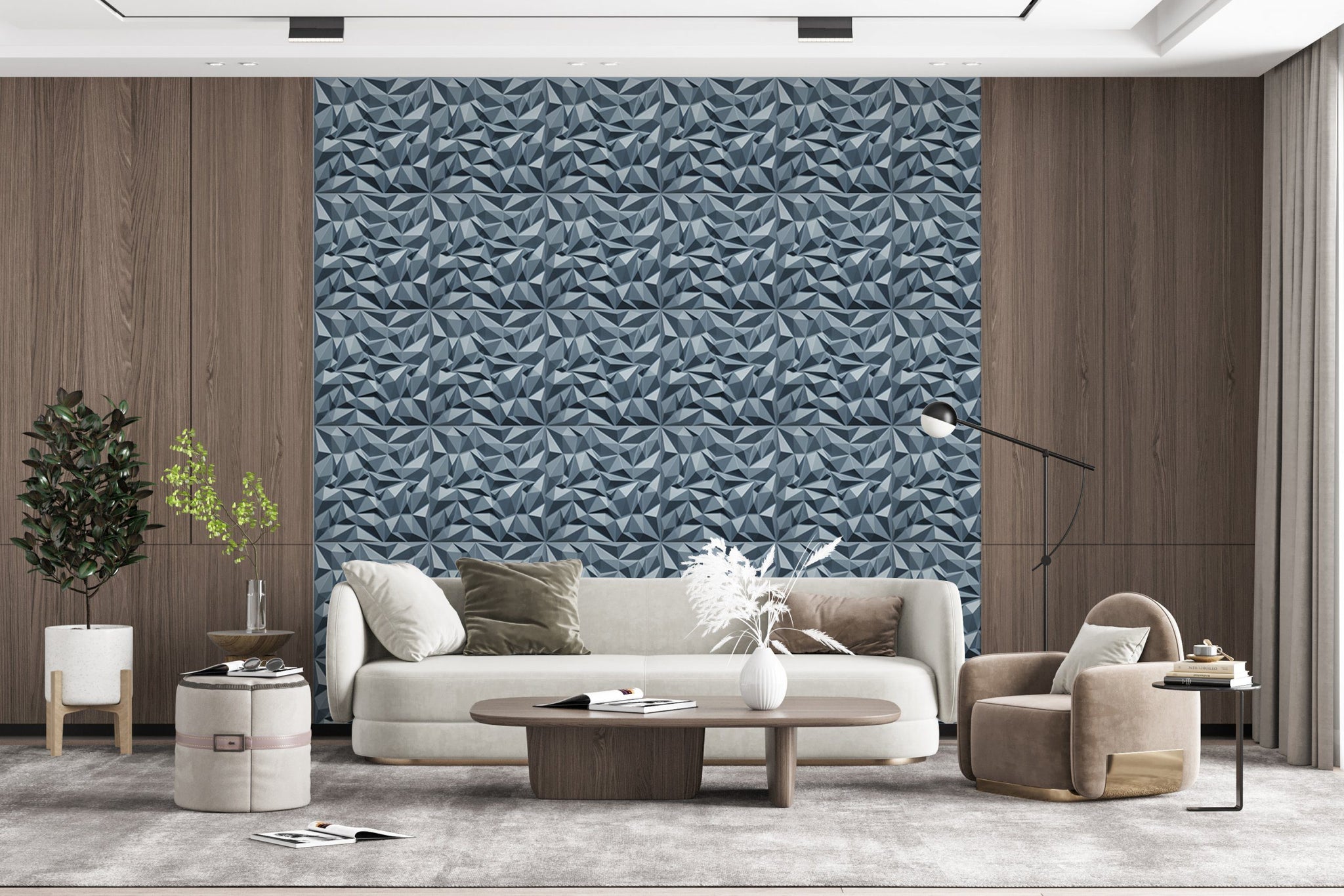 3D Wall Panels - Geometric Diamond Paintable Brilliant Silver PVC Wall Paneling for Interior Wall Decor, 19.7 in x 19.7 in, Covers 2.7 sq. ft. - Single