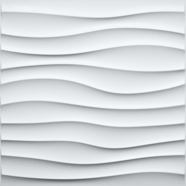 3D Wall Panels - Modern Wave Paintable White PVC Wall Paneling for Interior Wall Decor, 19.7 in x 19.7 in, Covers 2.7 sq. ft. - Single