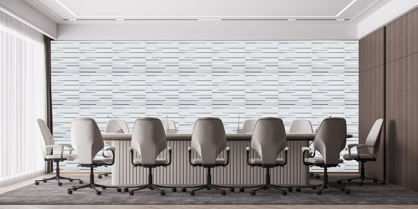 3D Wall Panels - Modern Bricks Paintable White PVC Wall Paneling for Interior Wall Decor, 19.7 in x 19.7 in, Covers 2.7 sq. ft. - Single