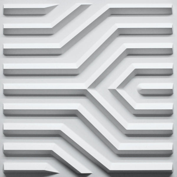 3D Wall Panels - Modern Stripes Paintable White PVC Wall Paneling for Interior Wall Decor, 19.7 in x 19.7 in, Covers 2.7 sq. ft. - Single