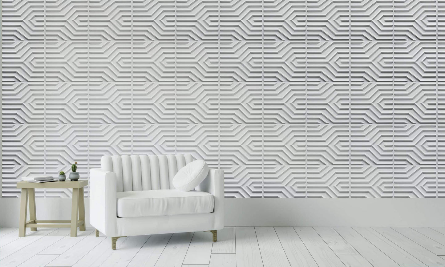 3D Wall Panels - Modern Stripes Paintable White PVC Wall Paneling for Interior Wall Decor, 19.7 in x 19.7 in, Covers 2.7 sq. ft. - Single