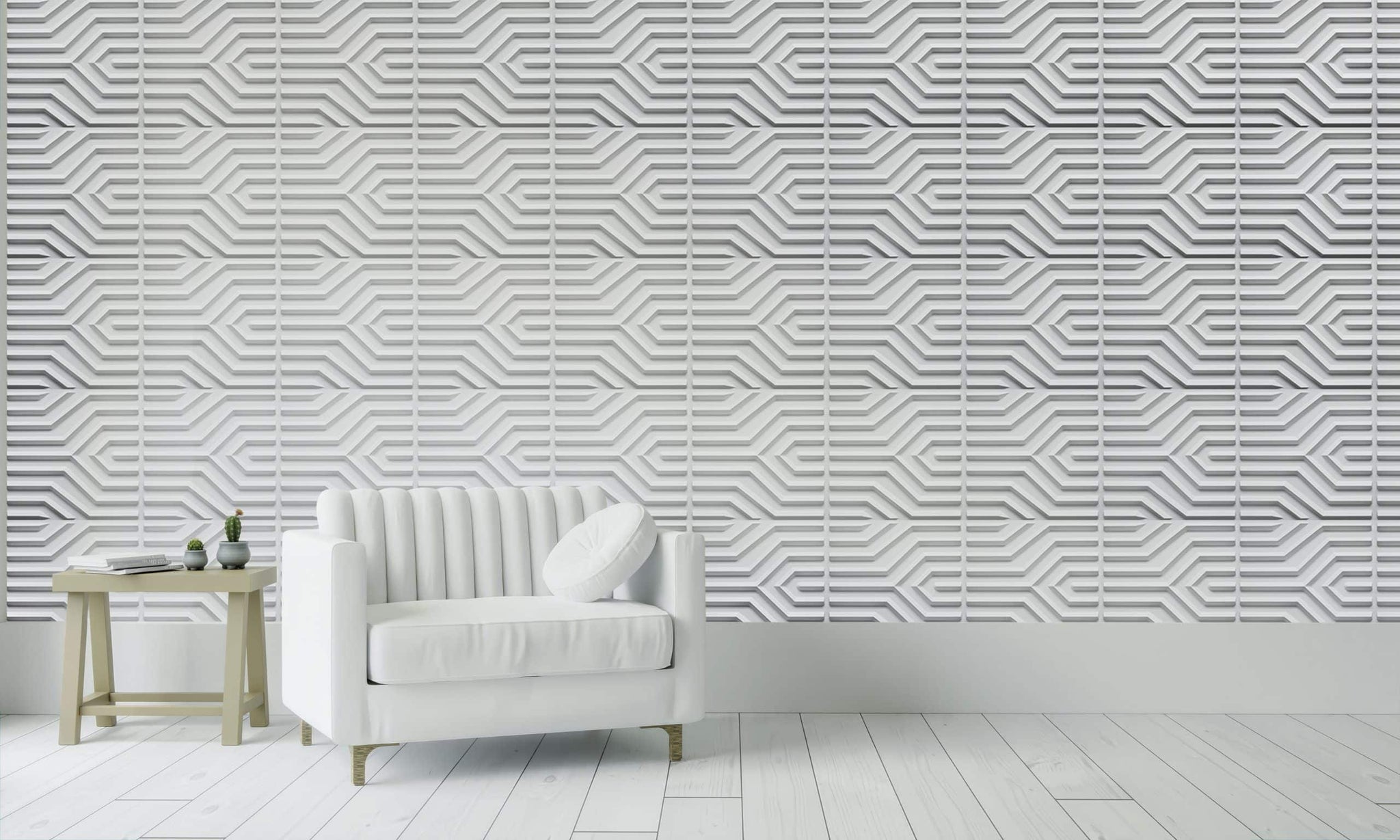 3D Wall Panels - Modern Stripes Paintable White PVC Wall Paneling for Interior Wall Decor, 19.7 in x 19.7 in, Covers 2.7 sq. ft. - Single